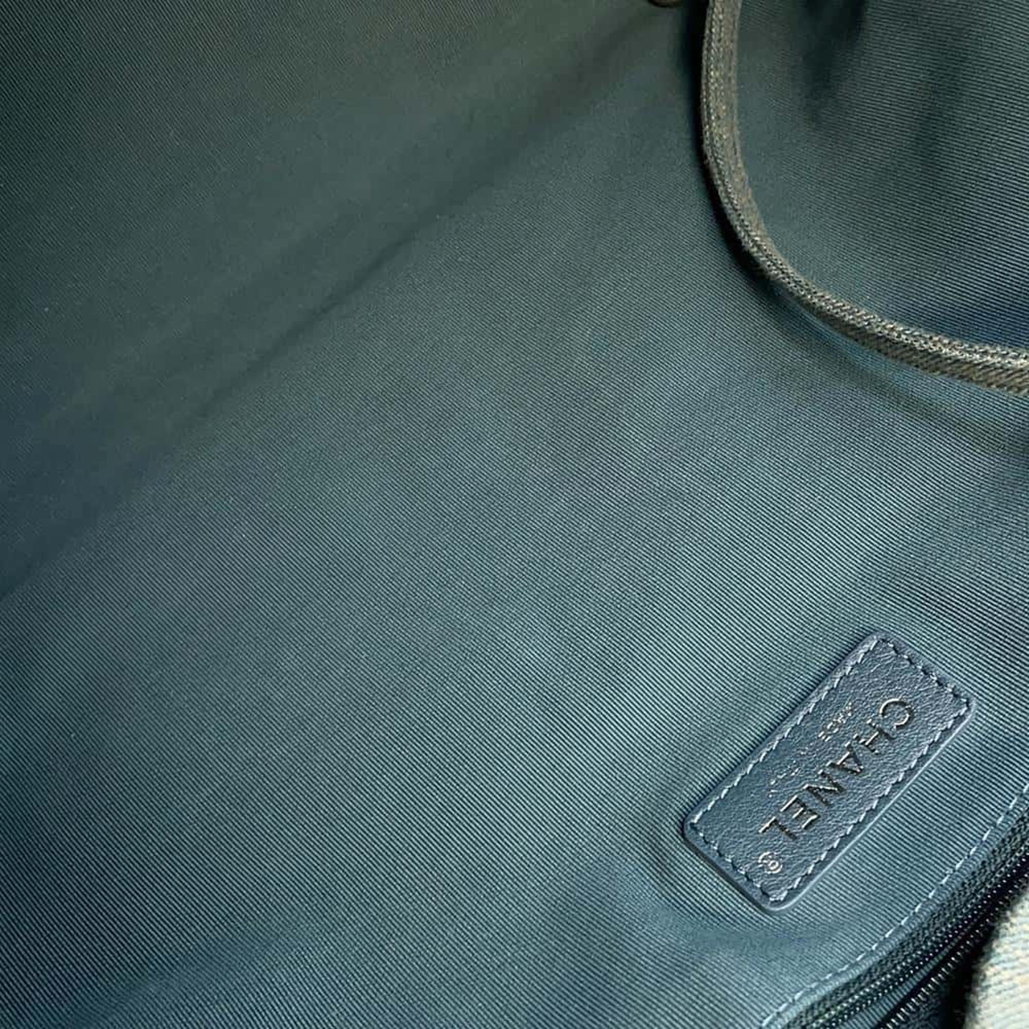 Chanel Deauville Line Shopping Bag Tote Light Blue Denim Size Large 