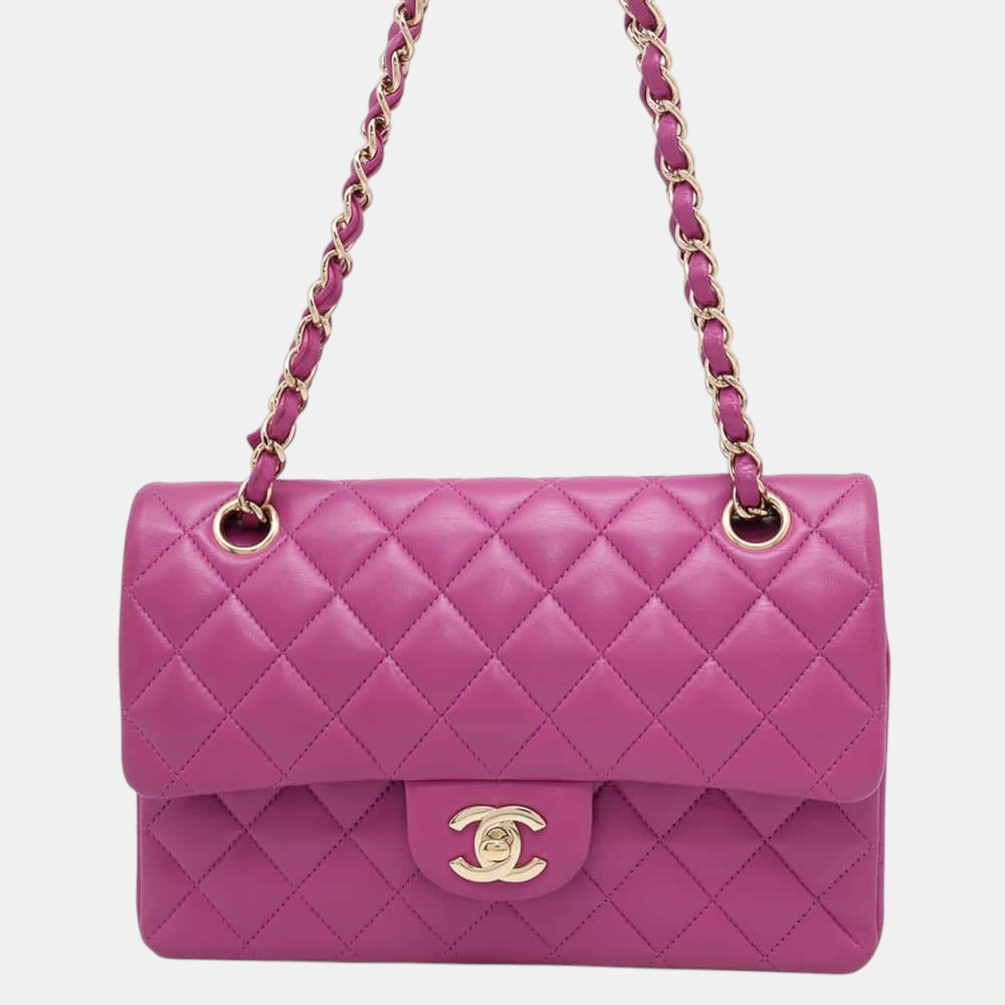 

Chanel Purple Lambskin Leather Classic Double Flap Chain Shoulder Bag