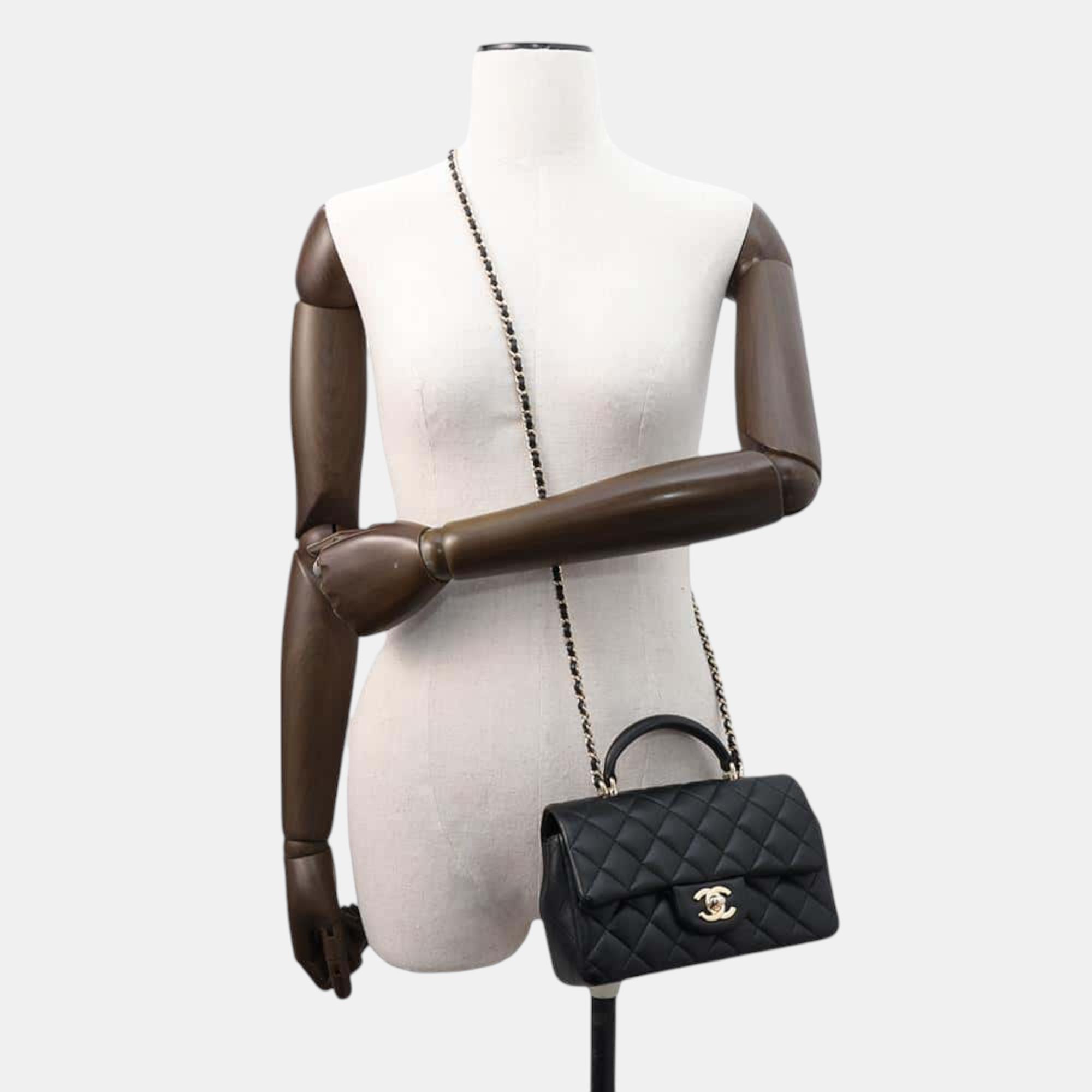 Chanel Top Handle Blackas2431 Lambskin Size 20 