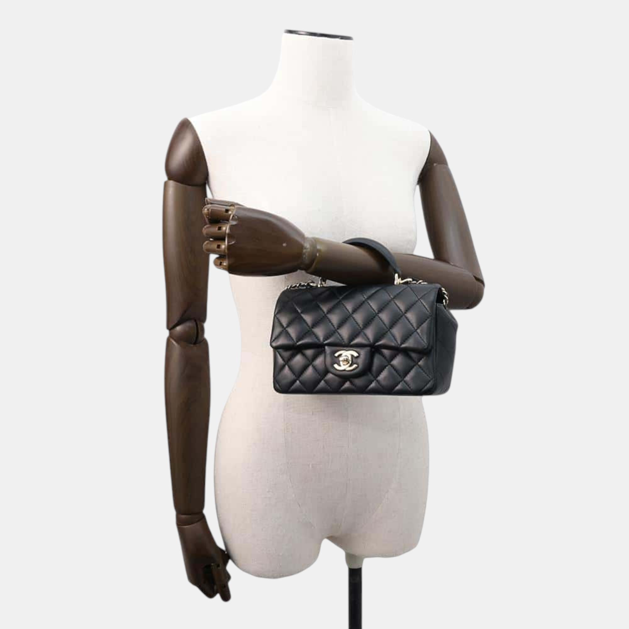 Chanel Top Handle Blackas2431 Lambskin Size 20 