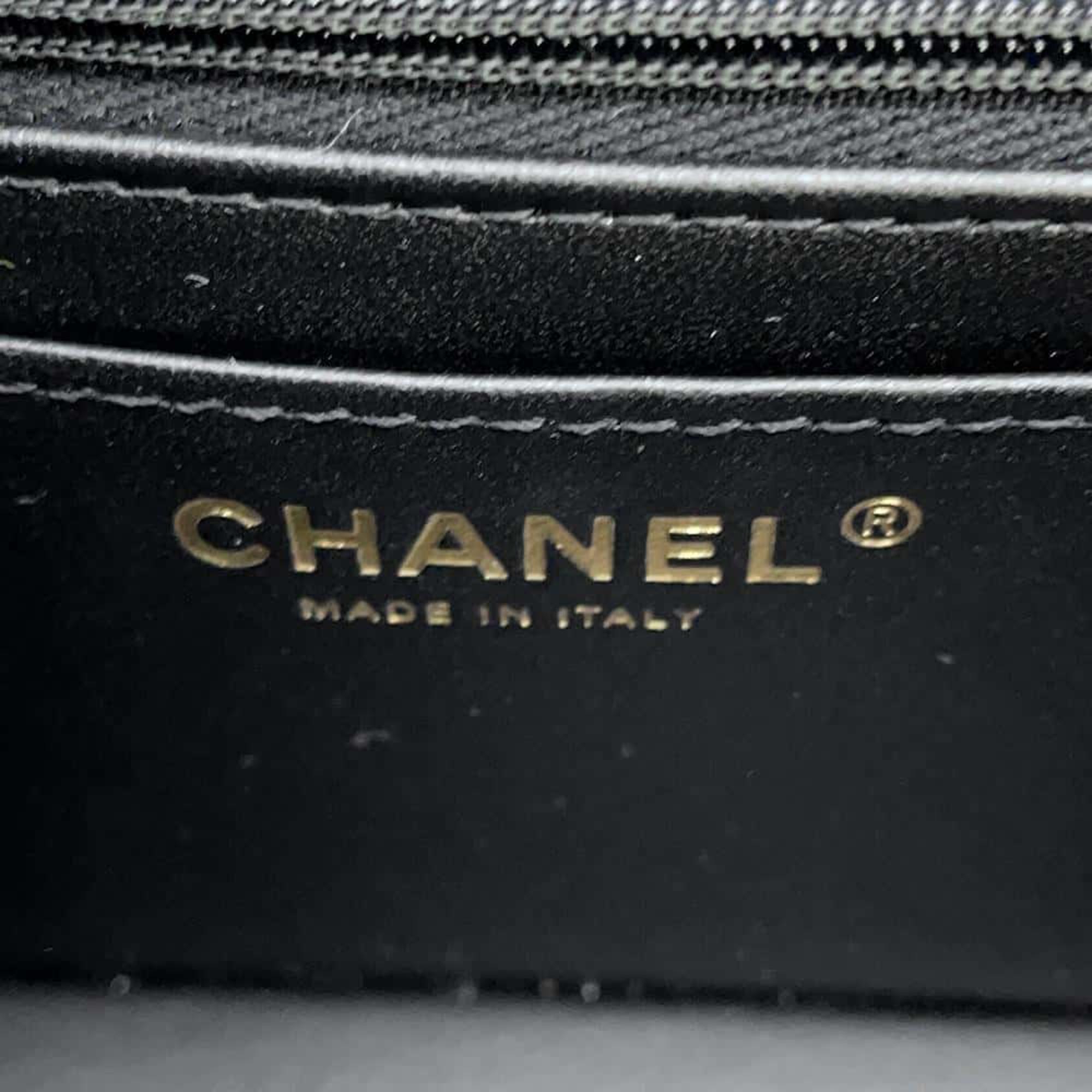 Chanel Black Lambskin Leather Top Handle Bag 