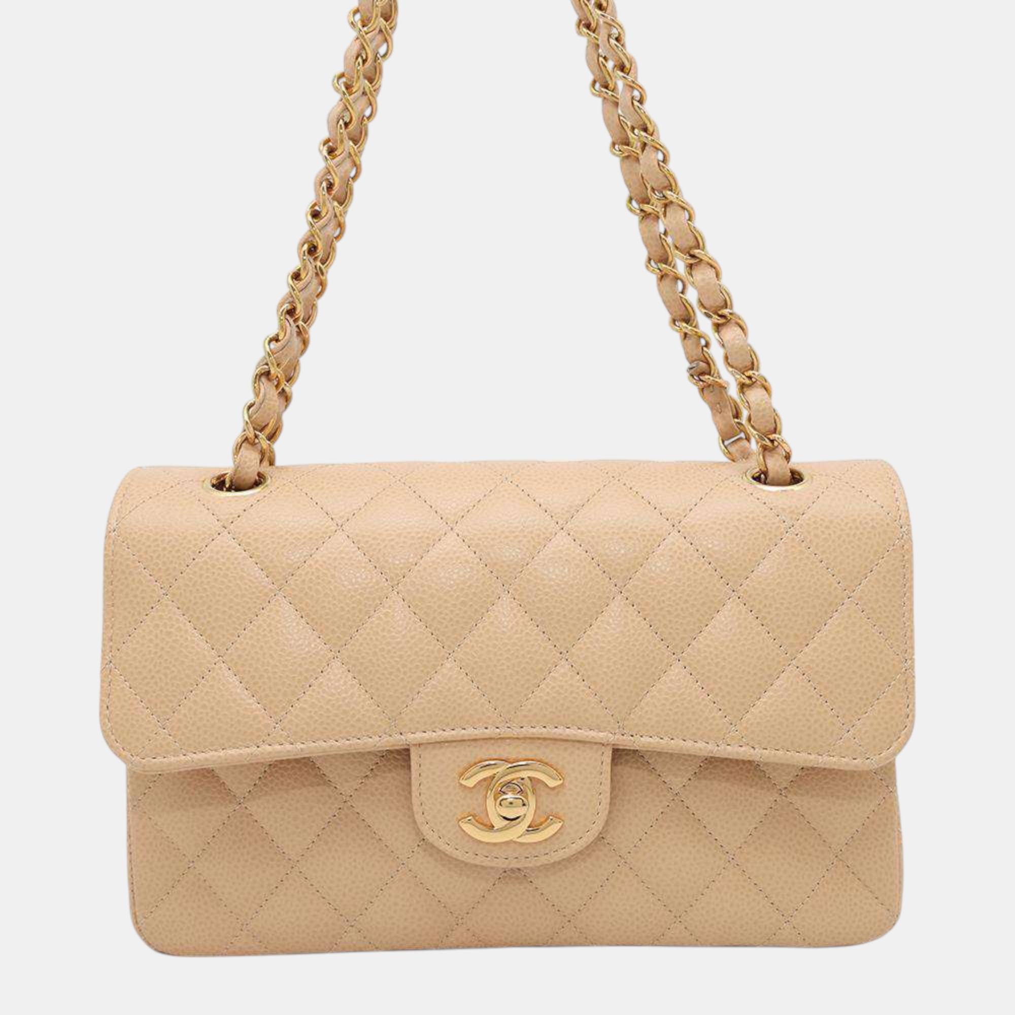 

Chanel Beige Caviar Leather Small Classic Double Flap Bag