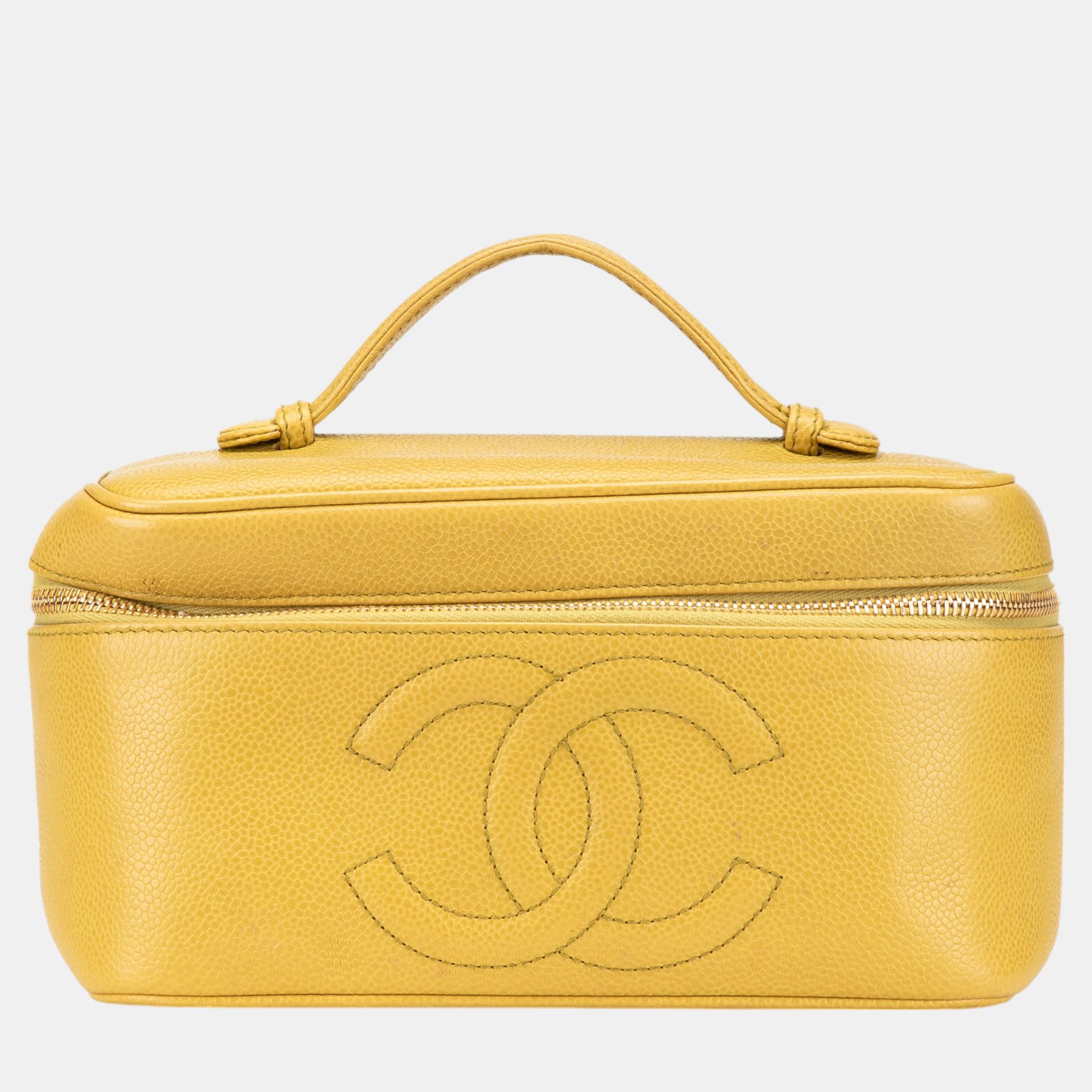 

Chanel Yellow CC Caviar Vanity Case