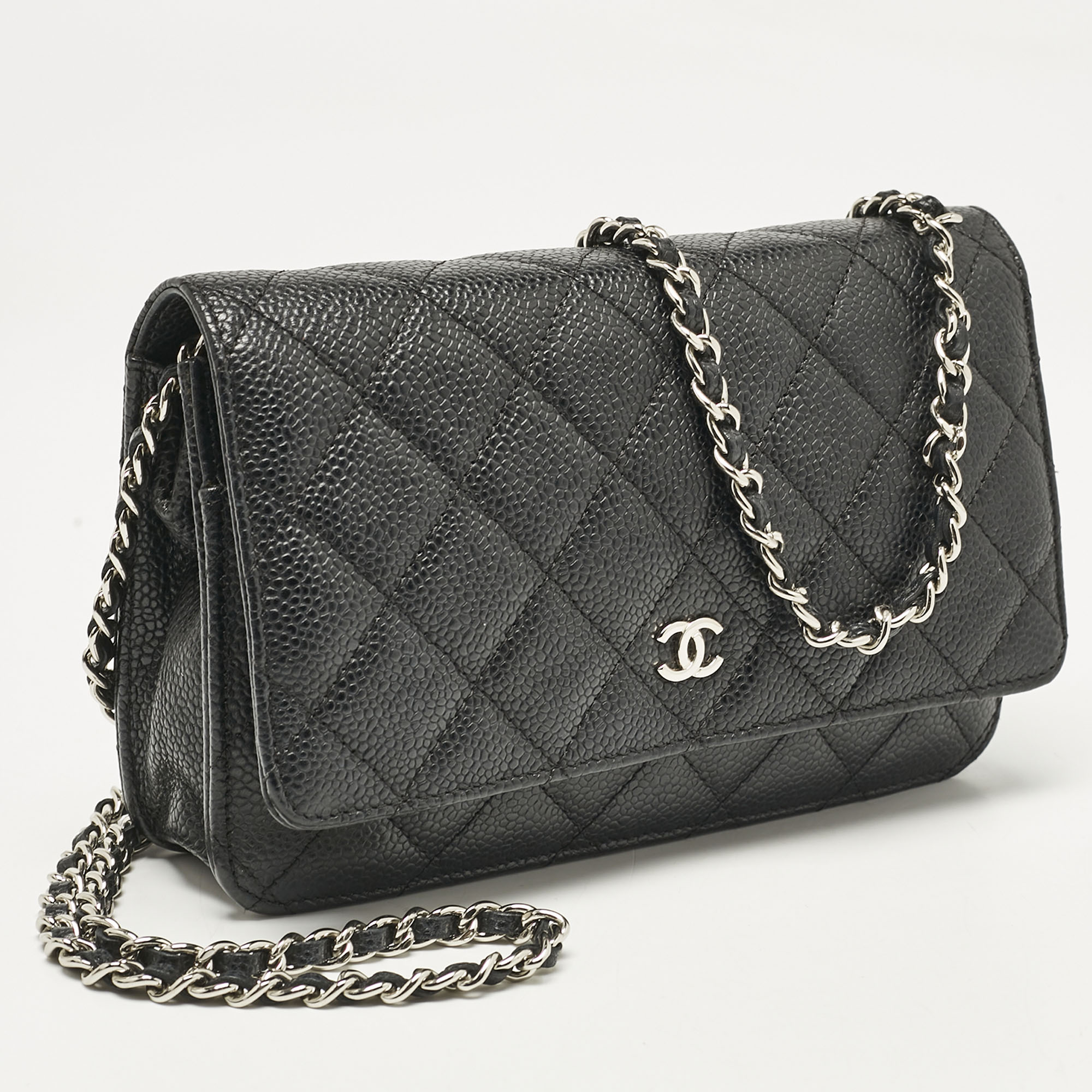 Chanel Black Quilted Caviar Leather WOC Bag 