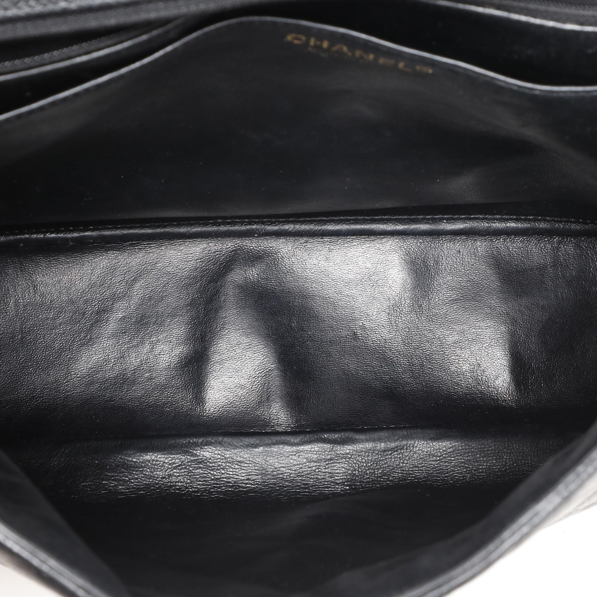 Chanel Black Quilted Caviar Leather Maxi Classic Single Flap Bag 