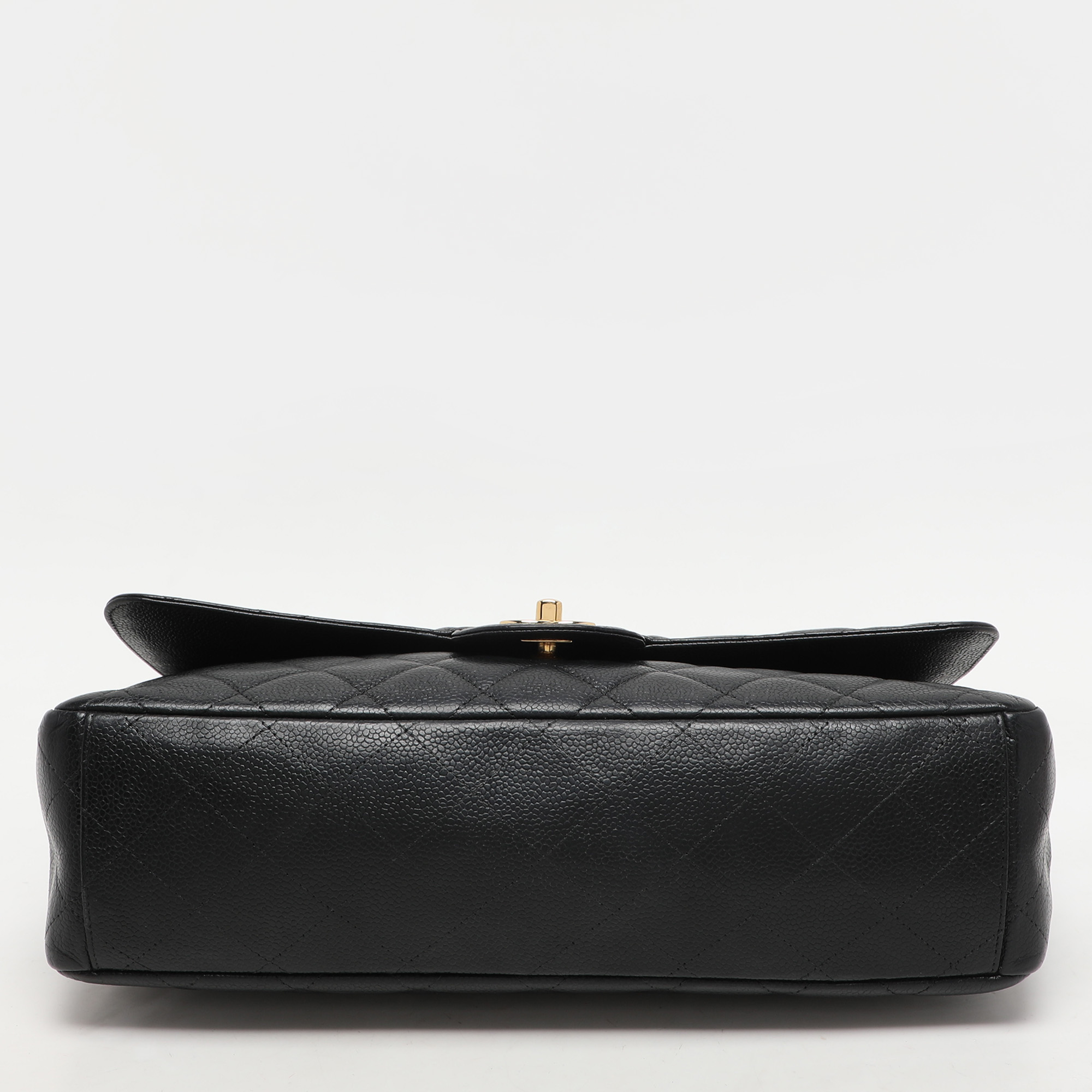 Chanel Black Quilted Caviar Leather Maxi Classic Single Flap Bag 
