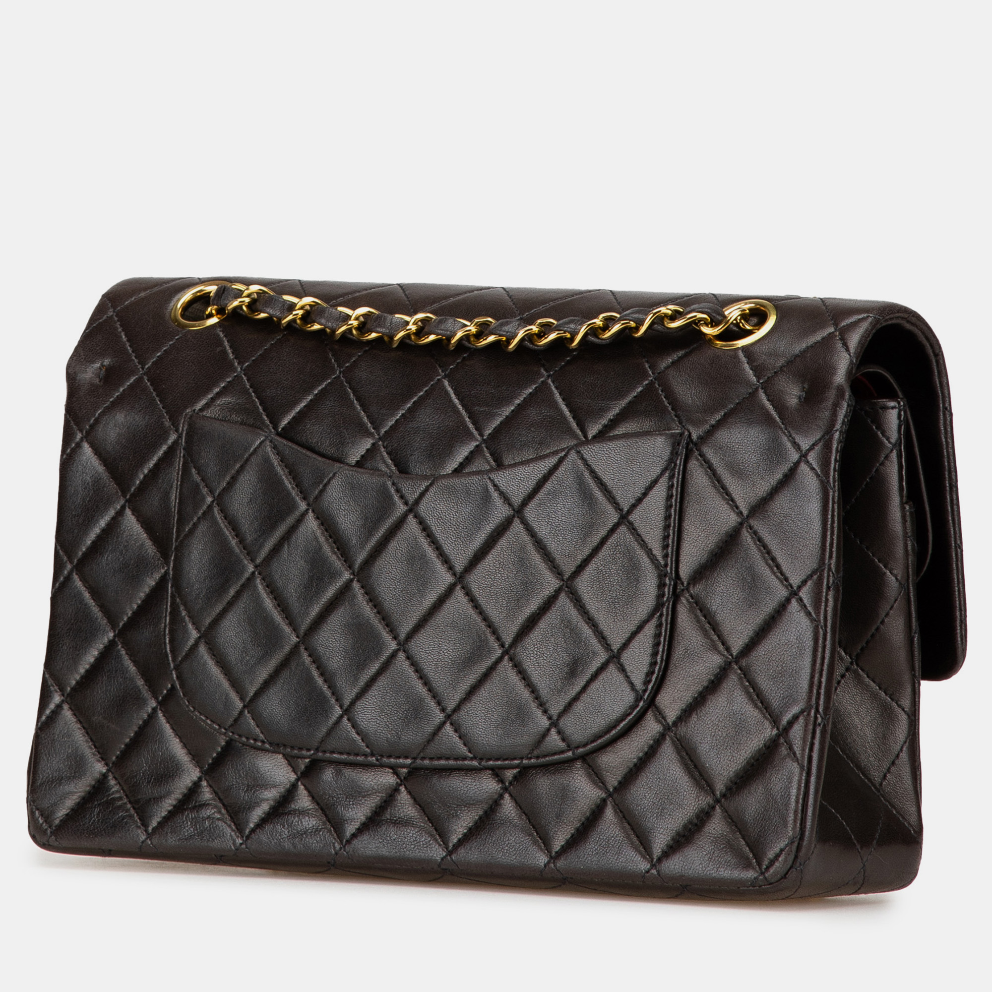 Chanel Brown Medium Classic Lambskin Double Flap 