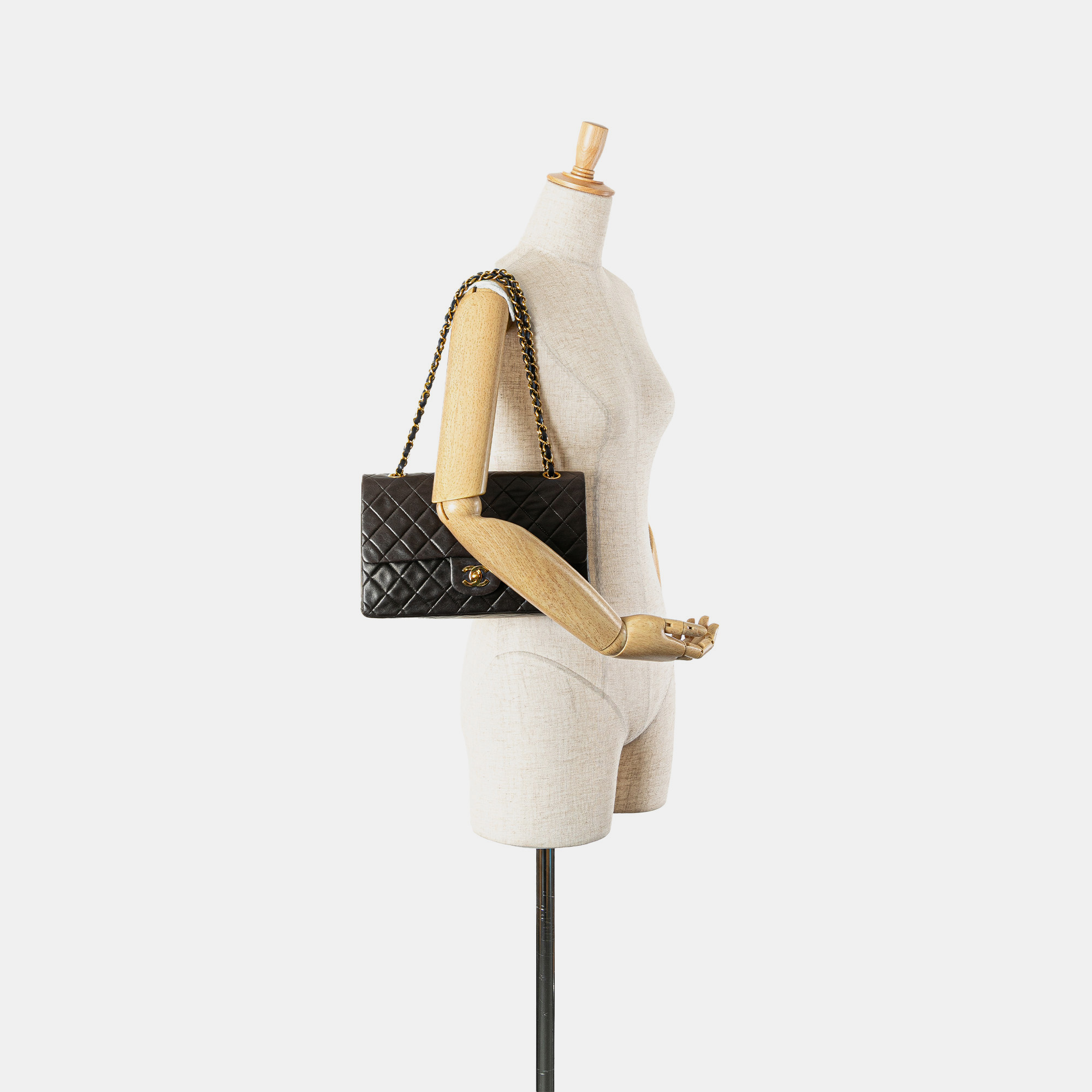 Chanel Brown Medium Classic Lambskin Double Flap 