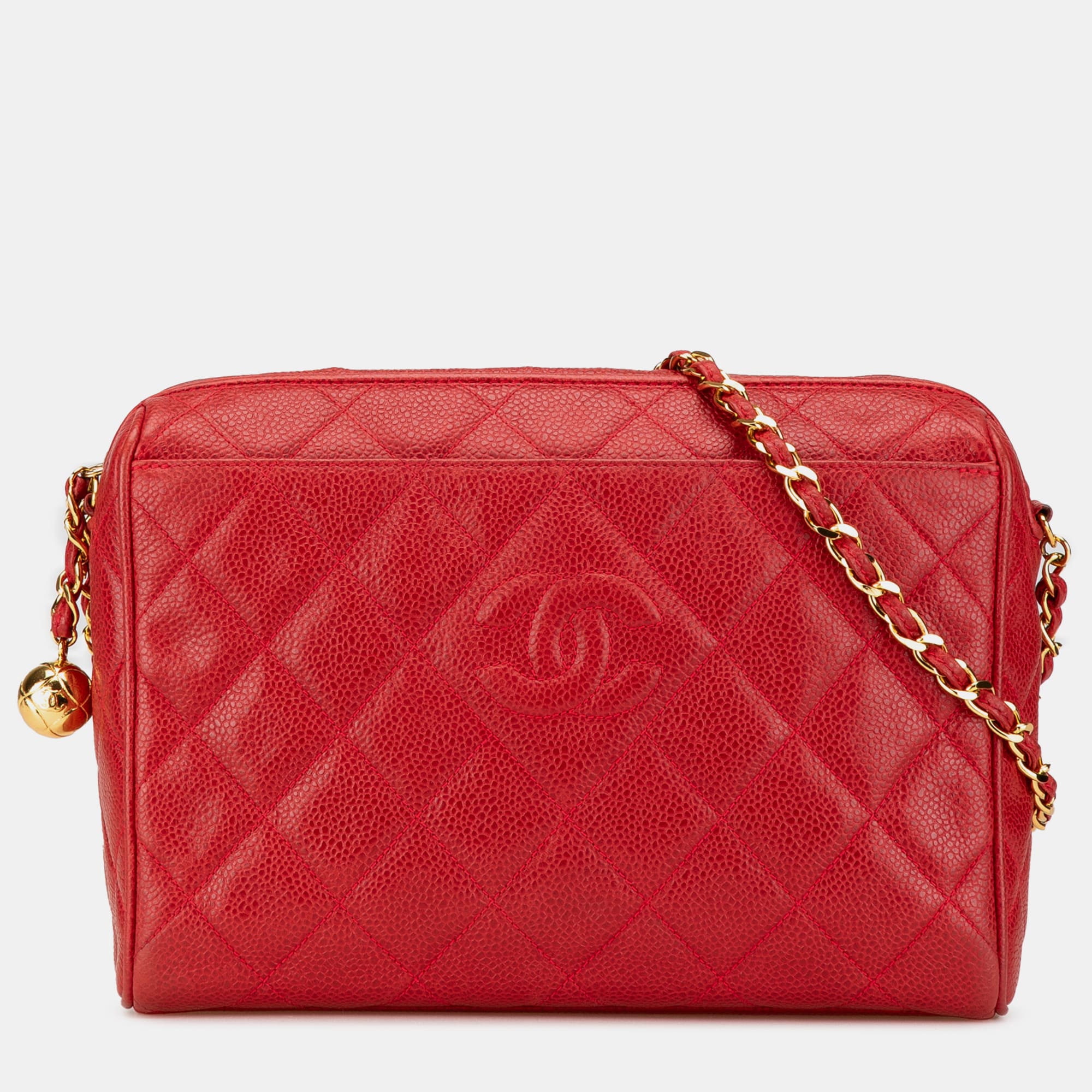 

Chanel Red CC Quilted Caviar Chain Camera Bag