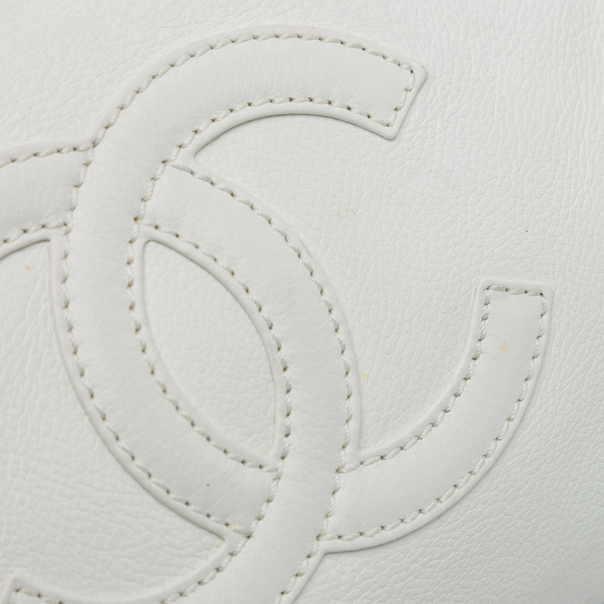 Chanel White CC Calfskin Chain Shoulder Bag 