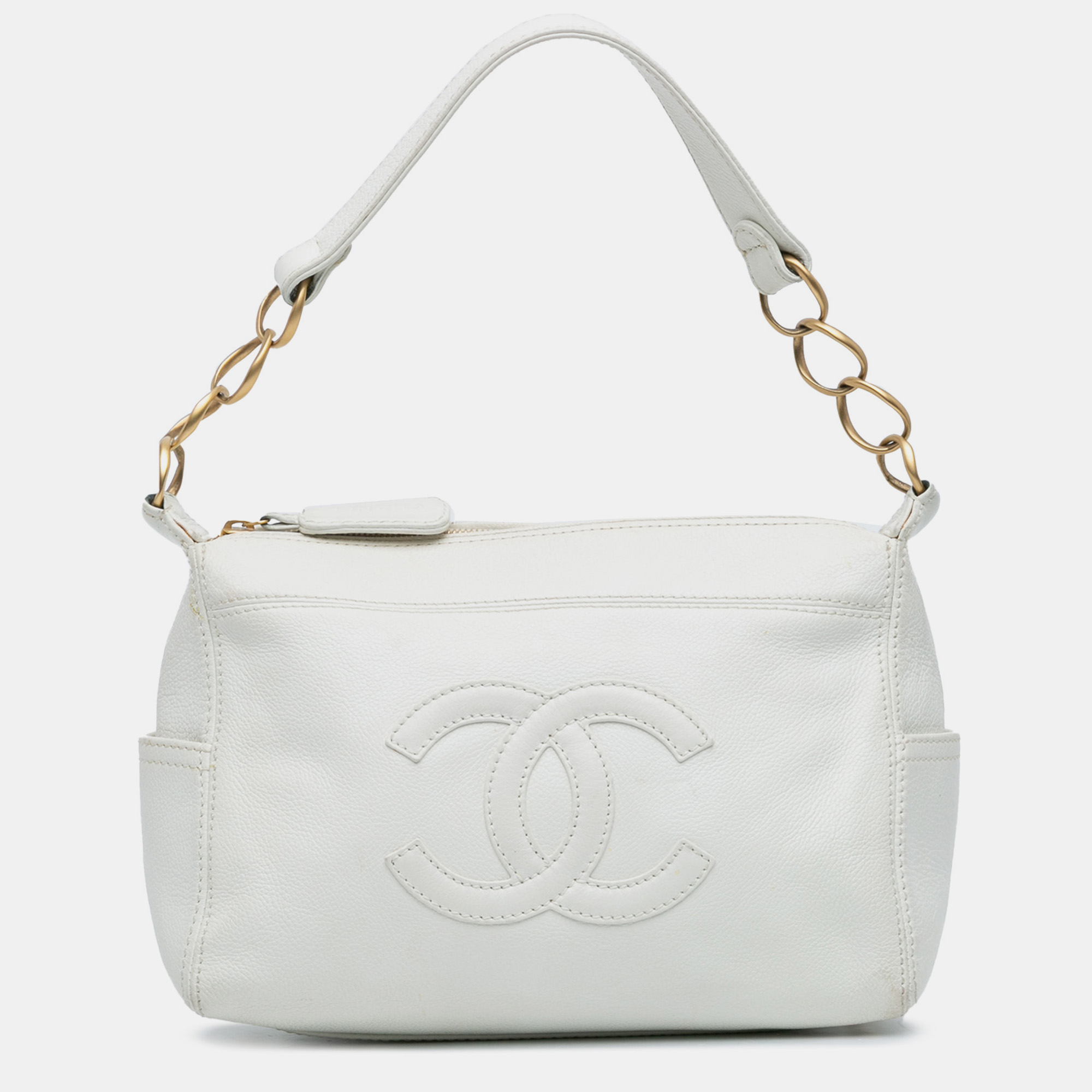 

Chanel White CC Calfskin Chain Shoulder Bag