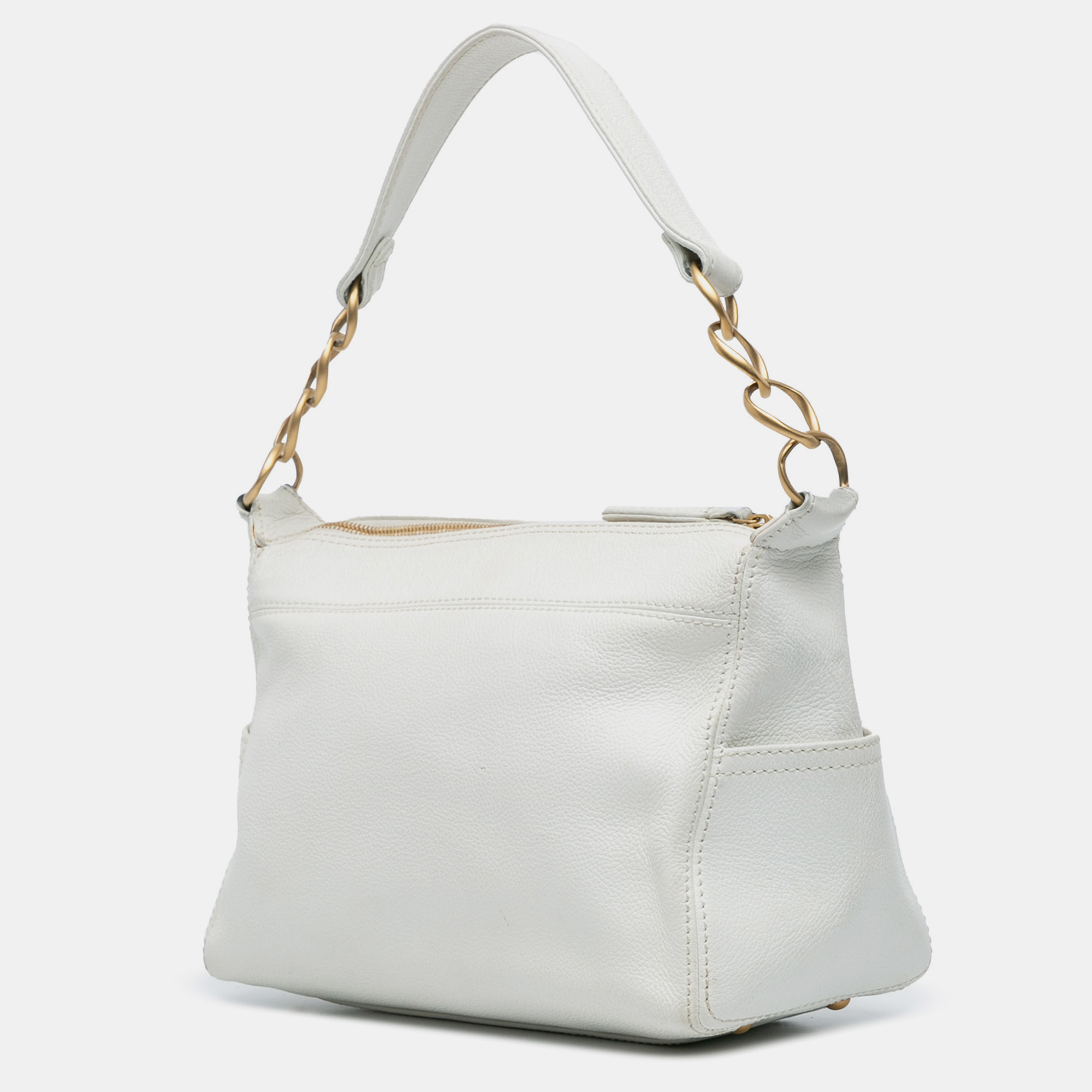 Chanel White CC Calfskin Chain Shoulder Bag 