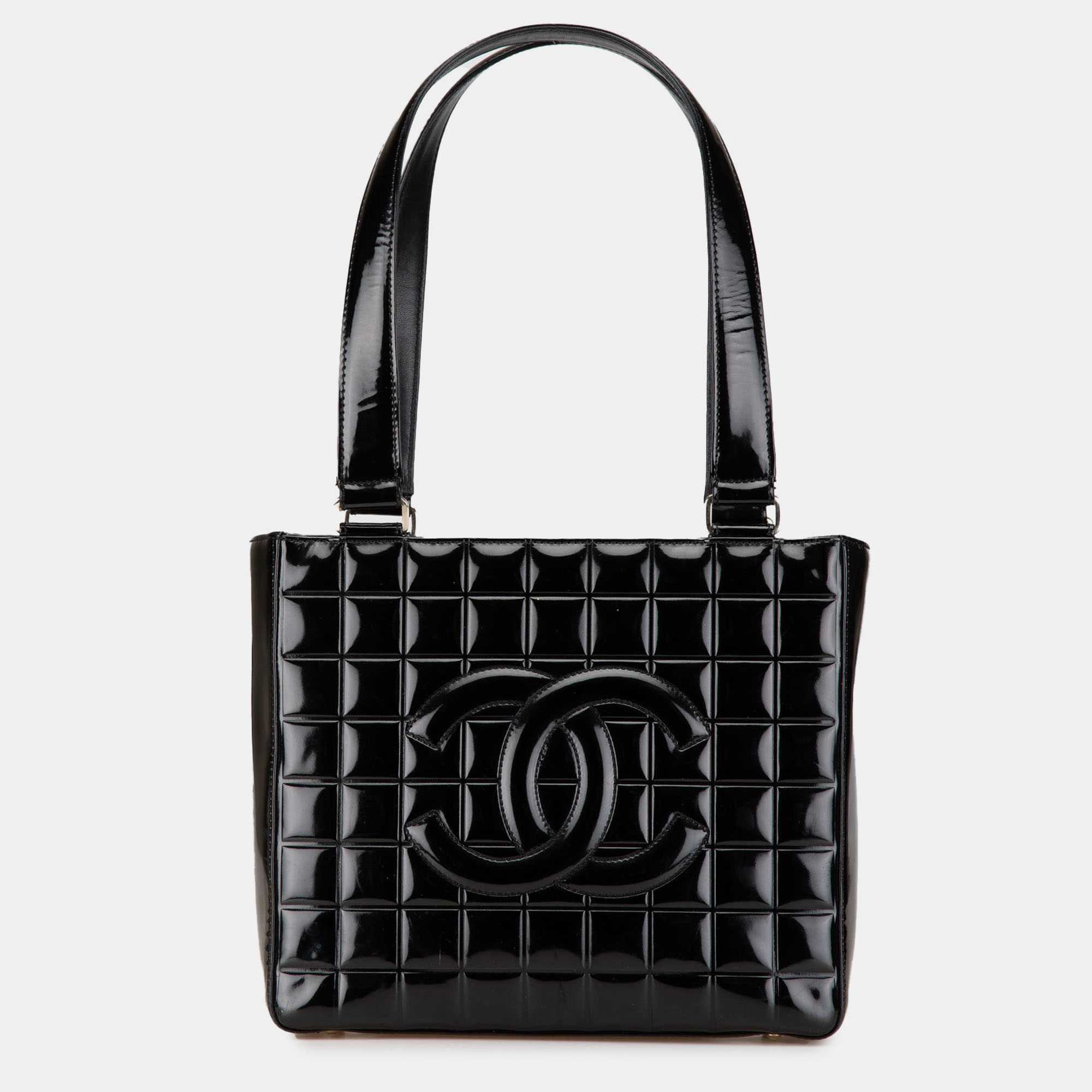 

Chanel Black Chocolate Bar Patent Shoulder Bag