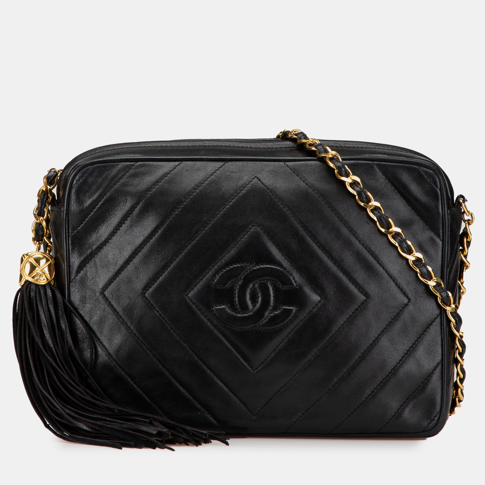 

Chanel Black CC Chevron Quilted Lambskin Tassel Camera Case