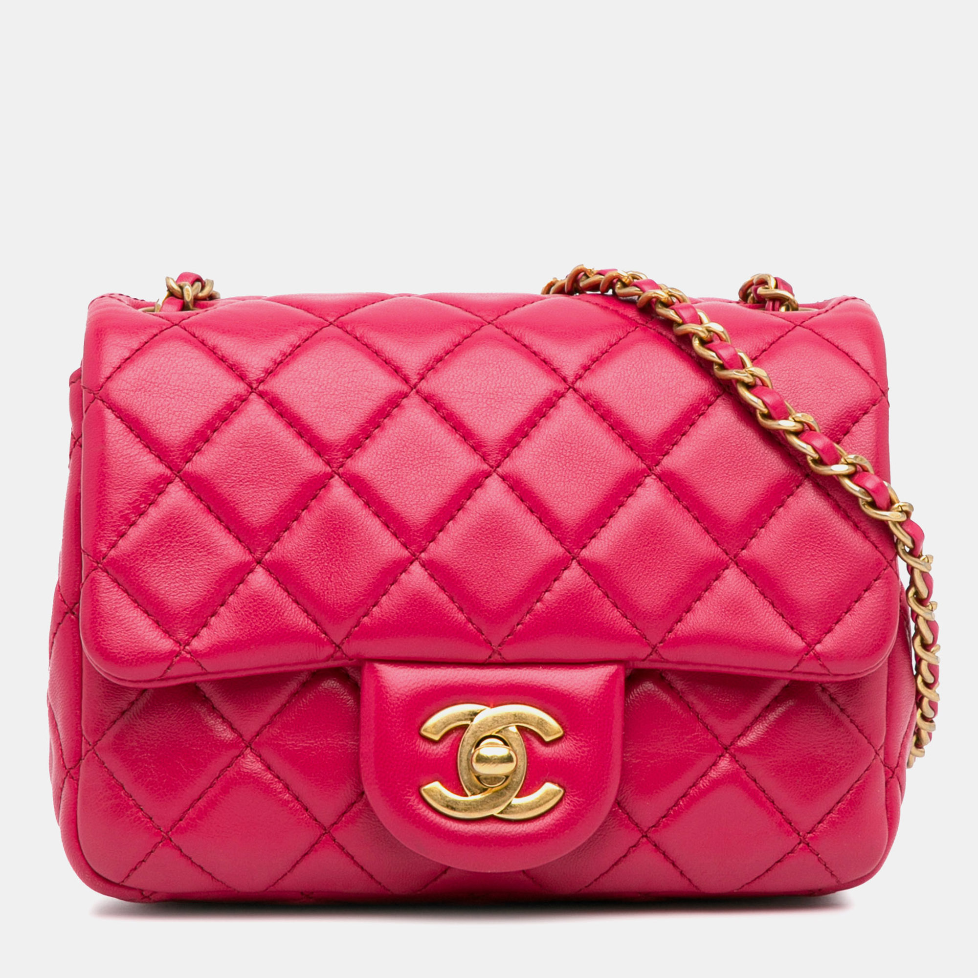 

Chanel Red Mini Rectangular Lambskin Pearl Crush Flap