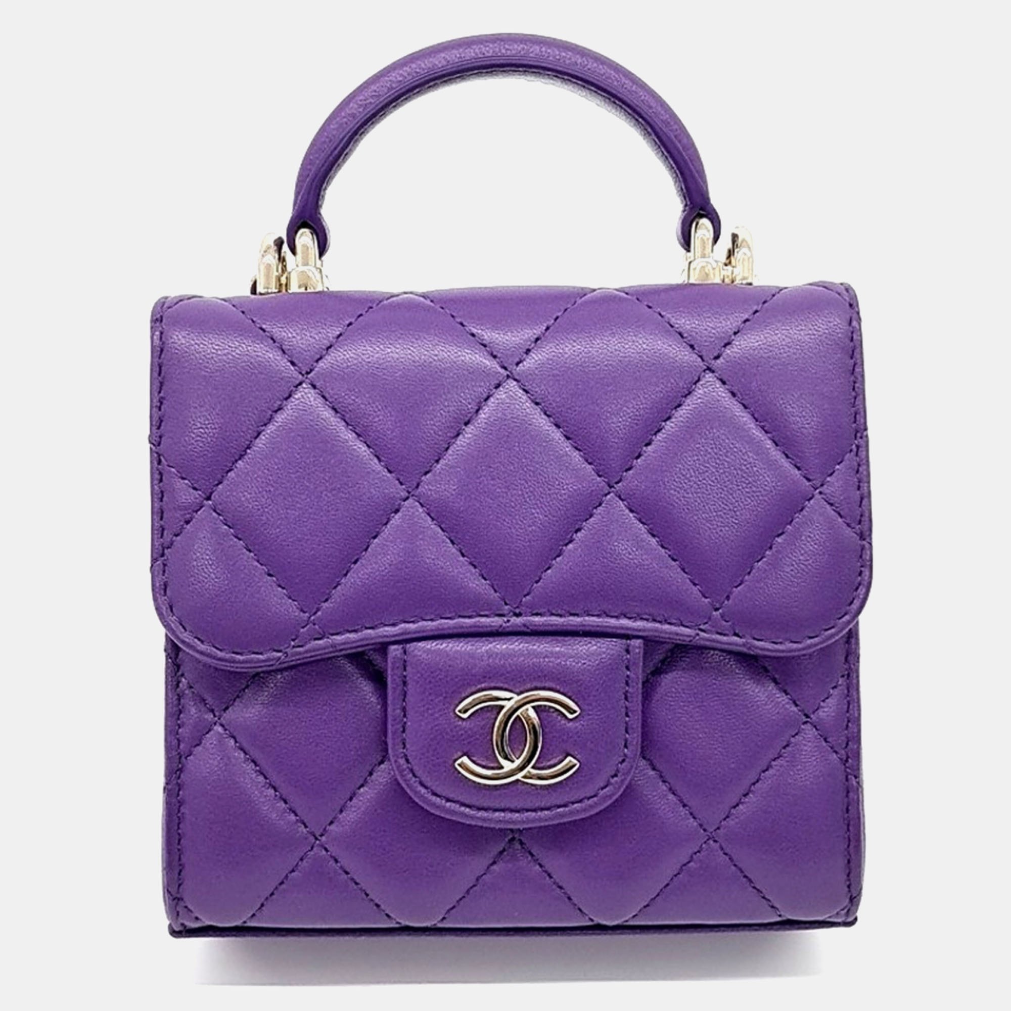 

Chanel Purple Leather Top Handle Mini Chain Crossbody Bag