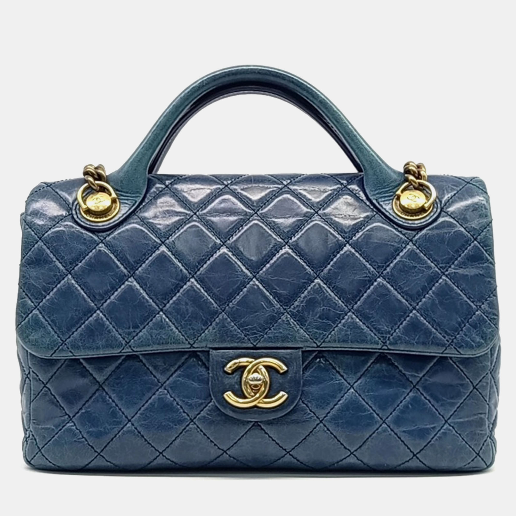 

Chanel Blue Leather Vintage Castle Rock Tote Bag