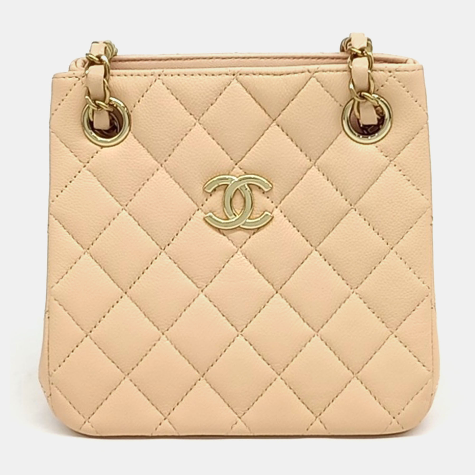 

Chanel Beige Leather Classic Mini Bucket Bag