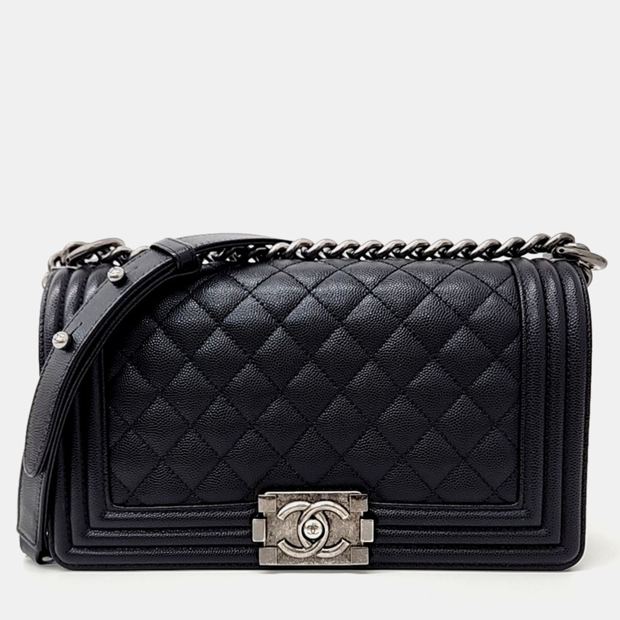 

Chanel Black Leather Boy Medium Bag