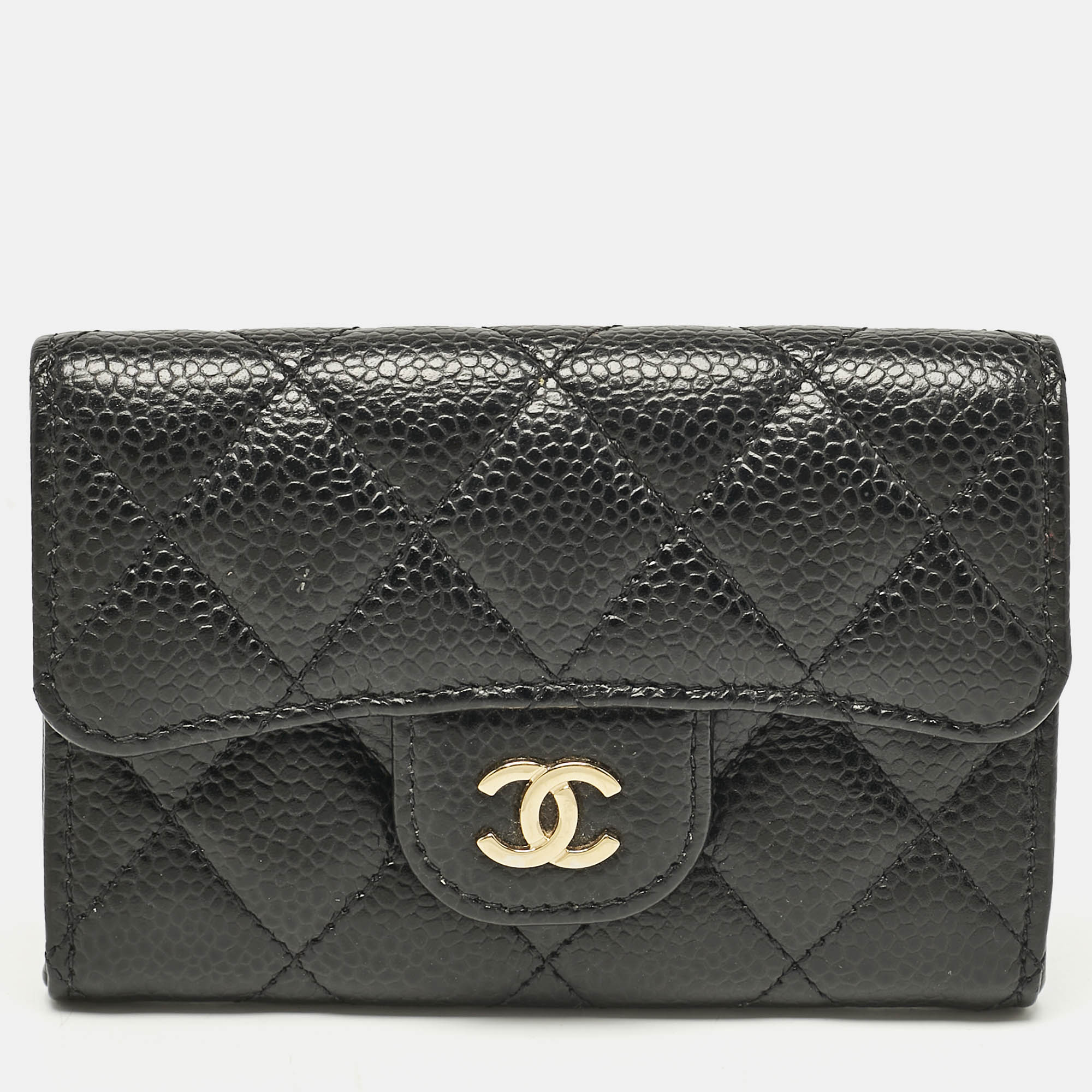 

Chanel Black Caviar Leather CC Flap Card Case