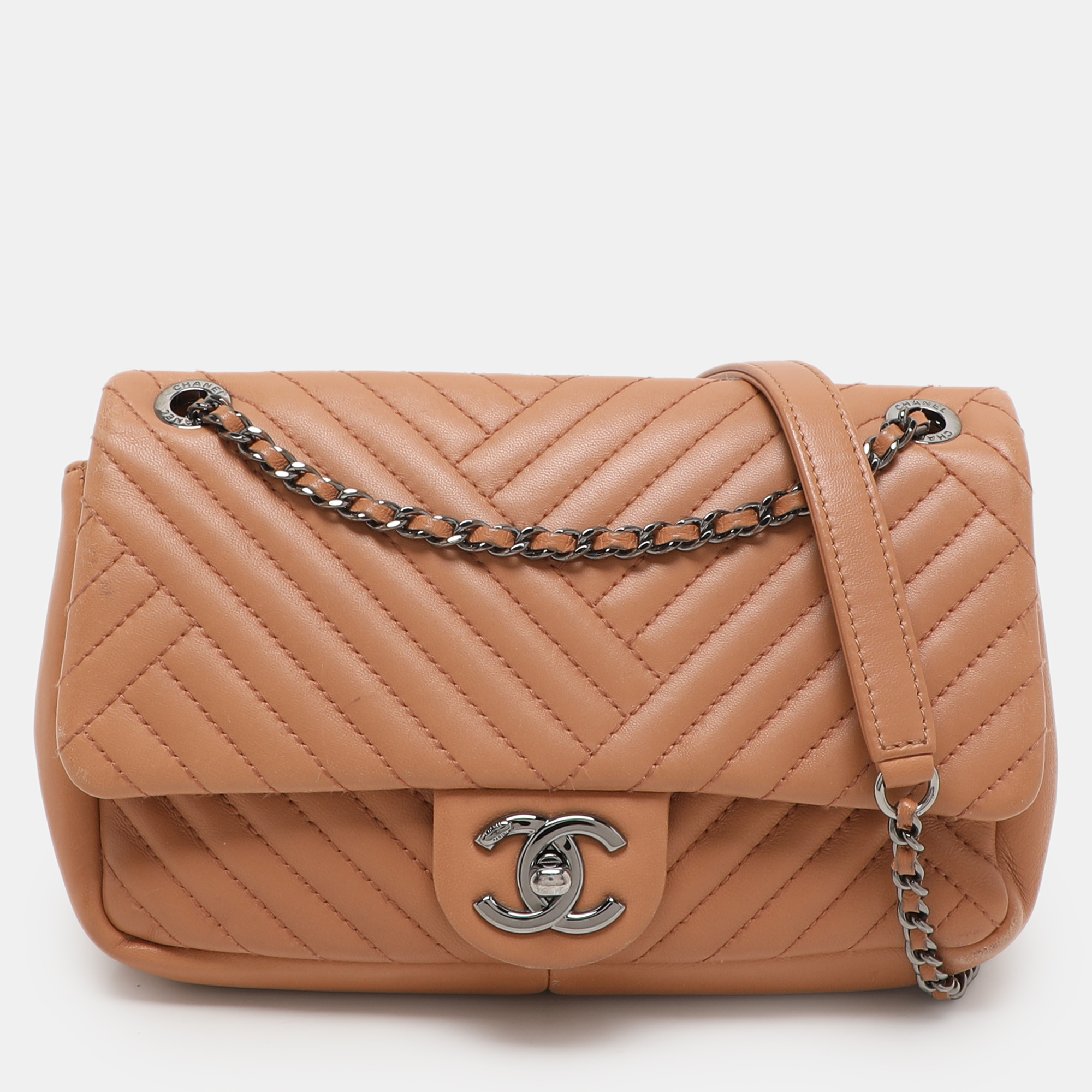 

Chanel Beige Quilted Leather CC Crossing Flap Bag