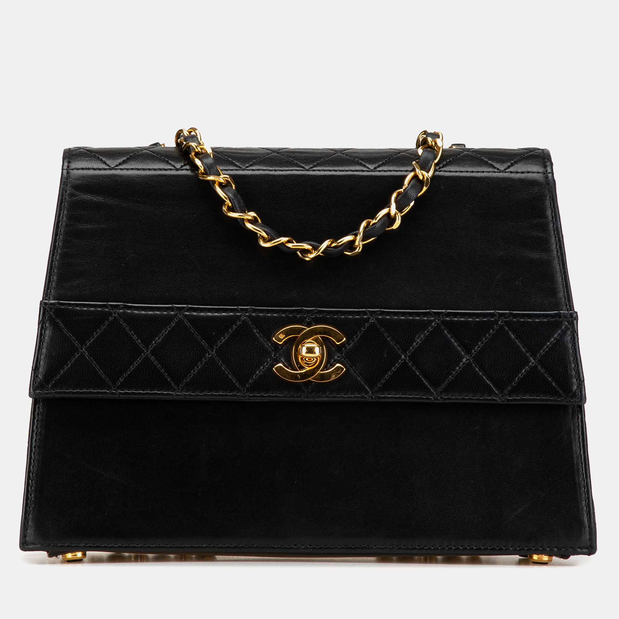 

Chanel Black CC Lambskin Trapezoid Flap