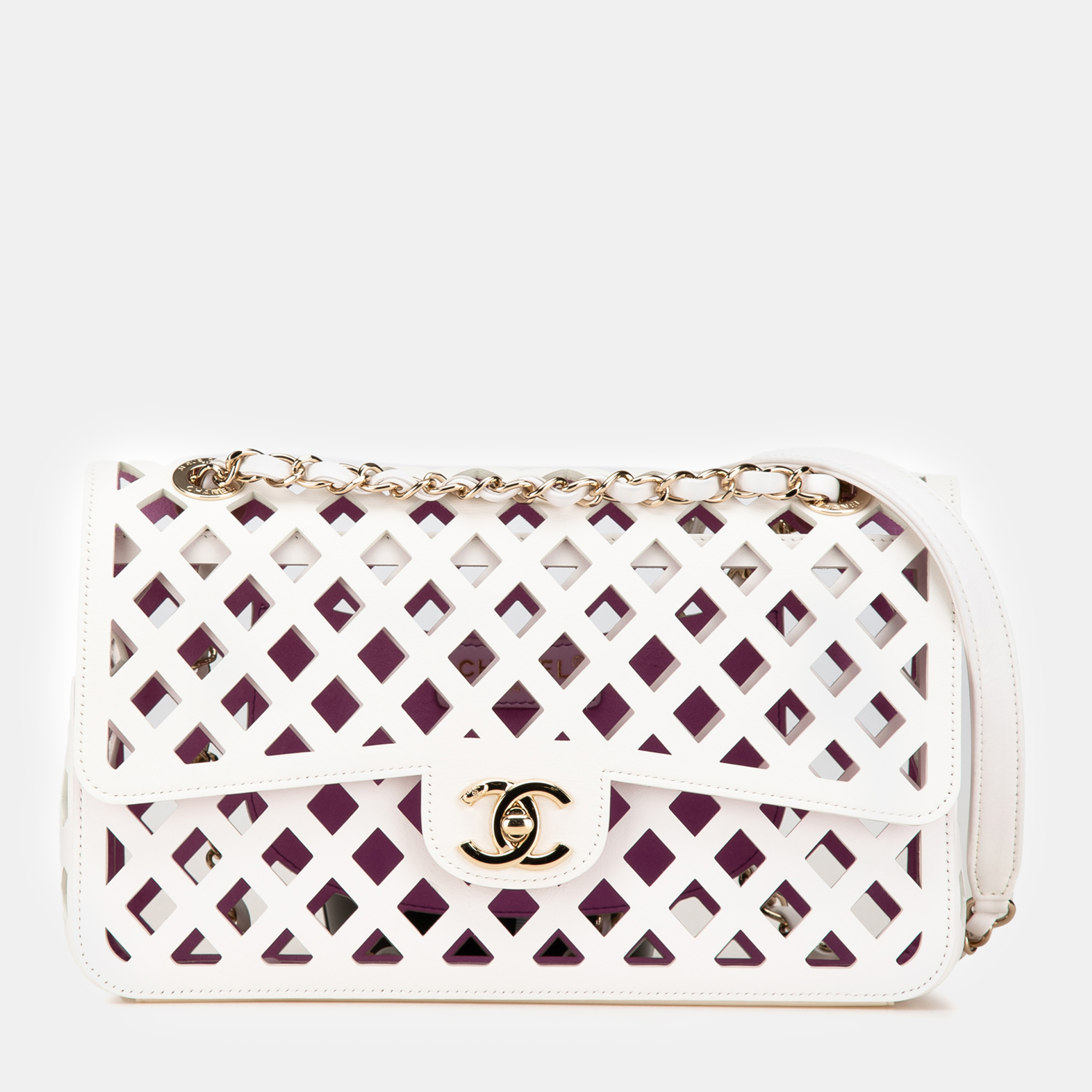 

Chanel White Large Calfskin See Through Flap Bag