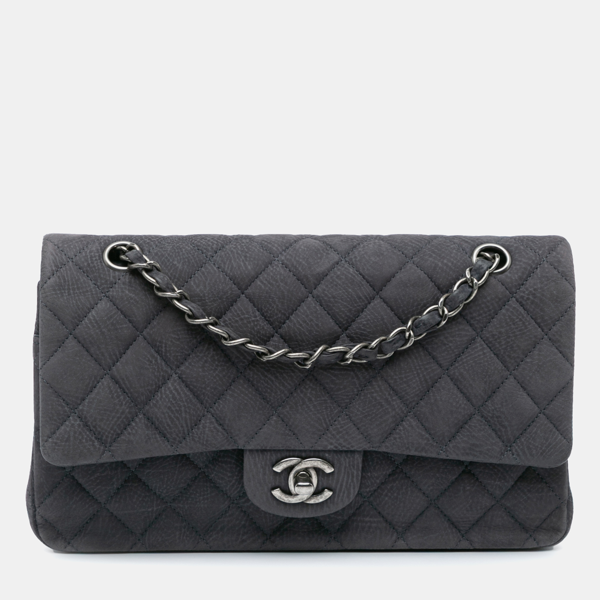 

Chanel Grey Medium Classic Nubuck Double Flap