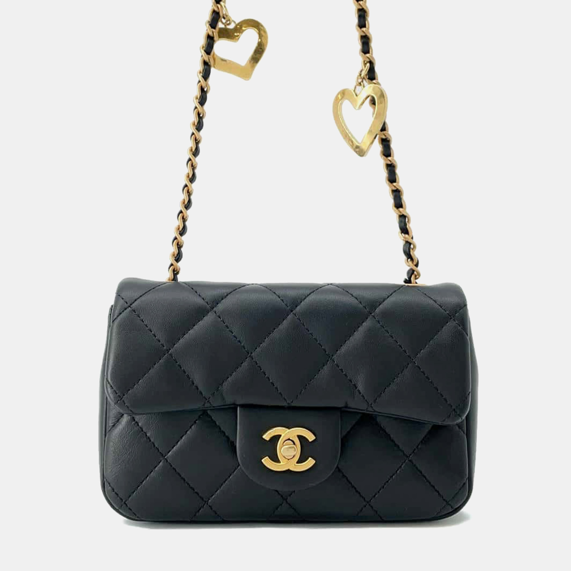 

Chanel Black Lambskin Mini Heart Chain Shoulder Bag