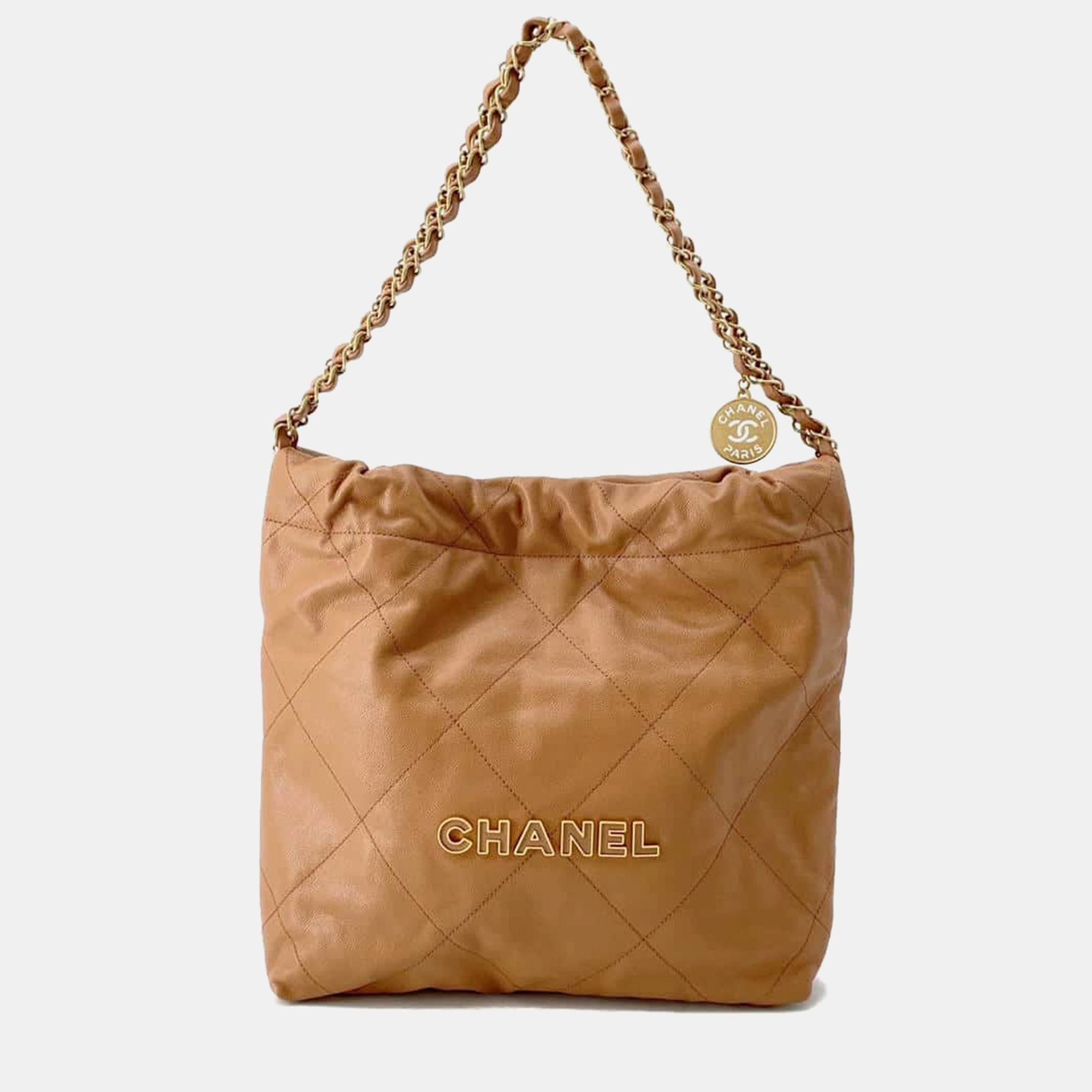 

Chanel Camel Soft Caviar Leather 22 Small Chain Shoulder Bag, Brown