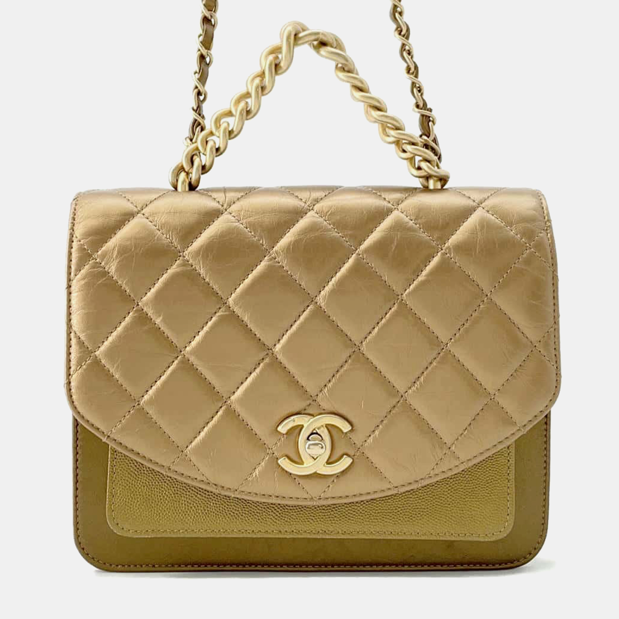 

Chanel Gold Leather Matelasse Chain Shoulder Bag