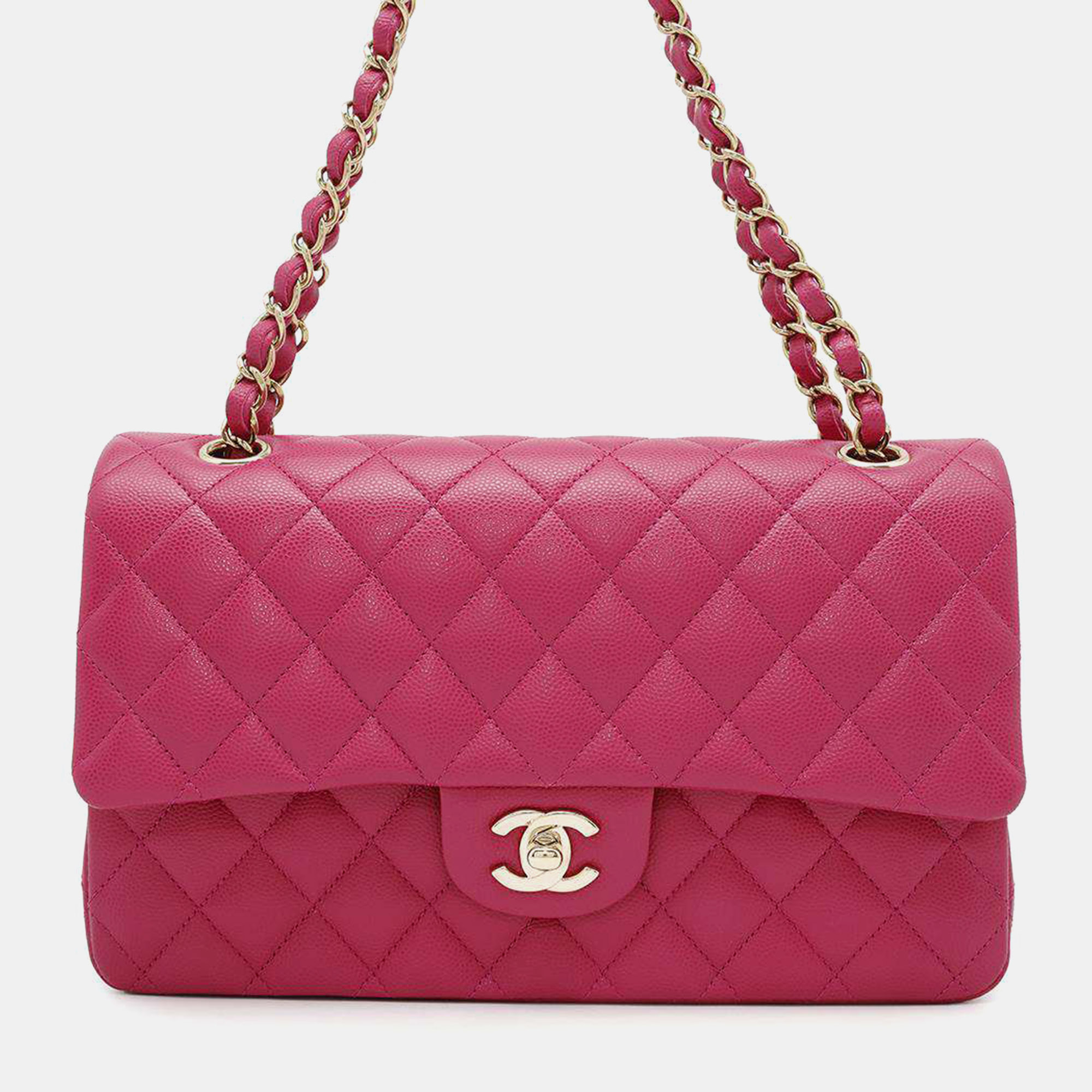 

Chanel Pink Caviar Leather Medium Classic Double Flap Shoulder Bag