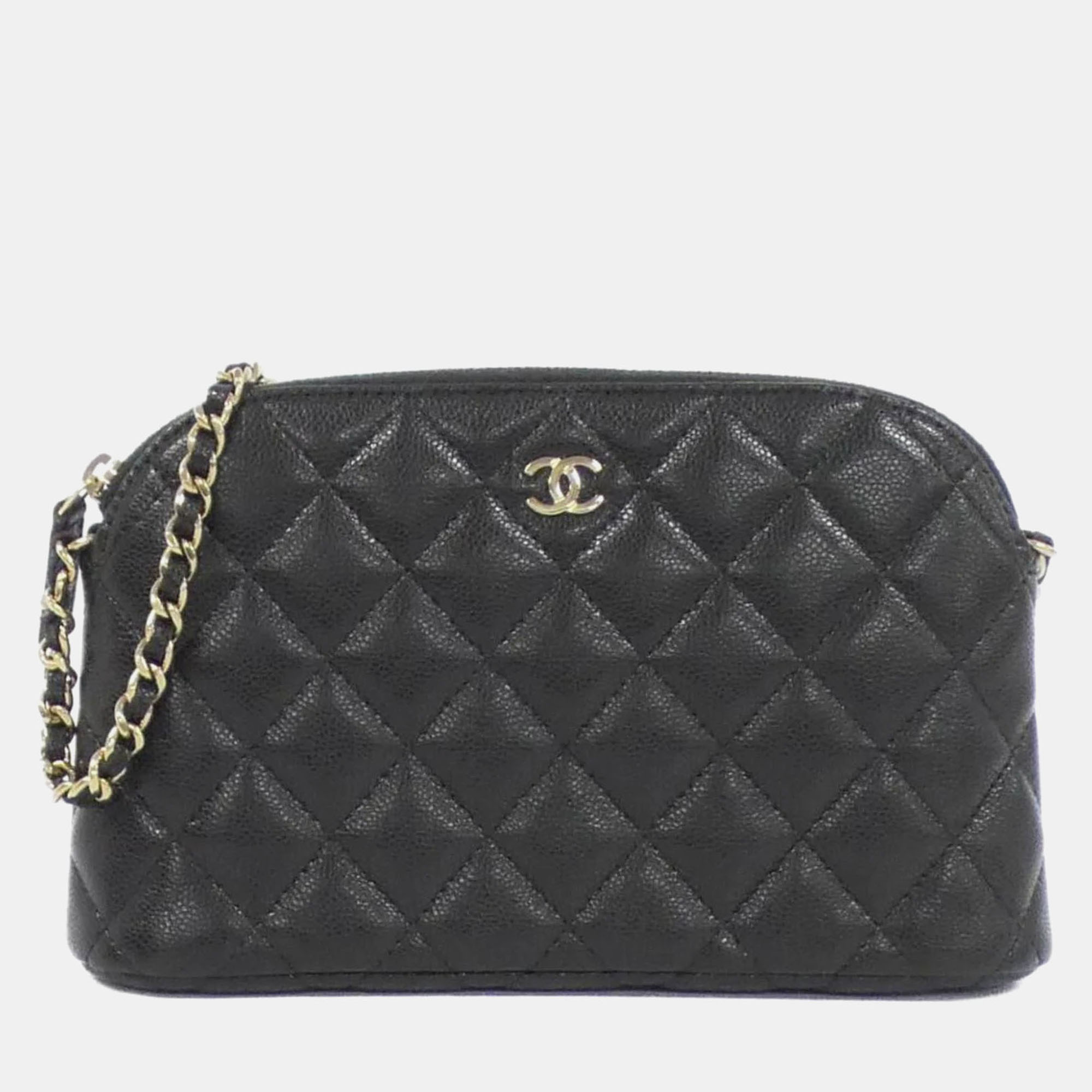 

Chanel Black Caviar Leather Classic Chain Clutch Bag