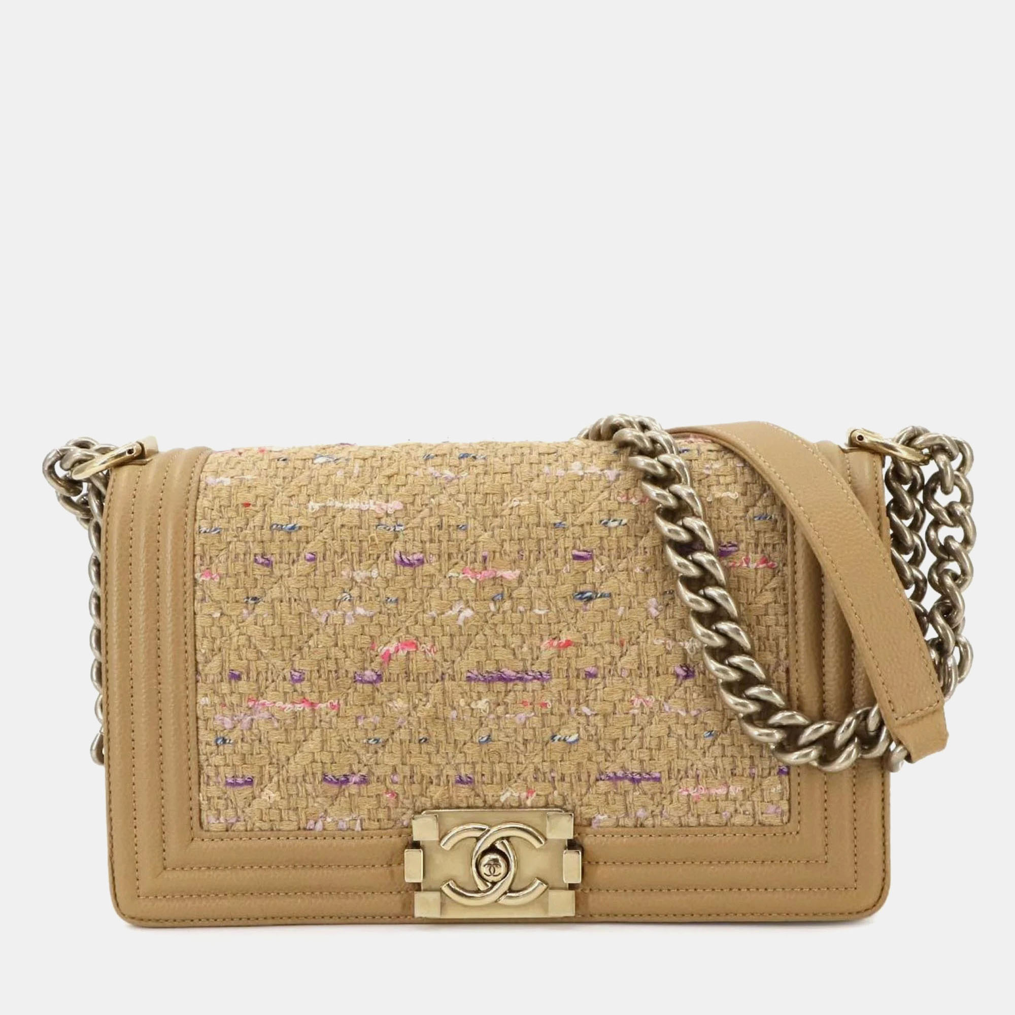 

Chanel Beige Tweed Boy Chain Shoulder Bag