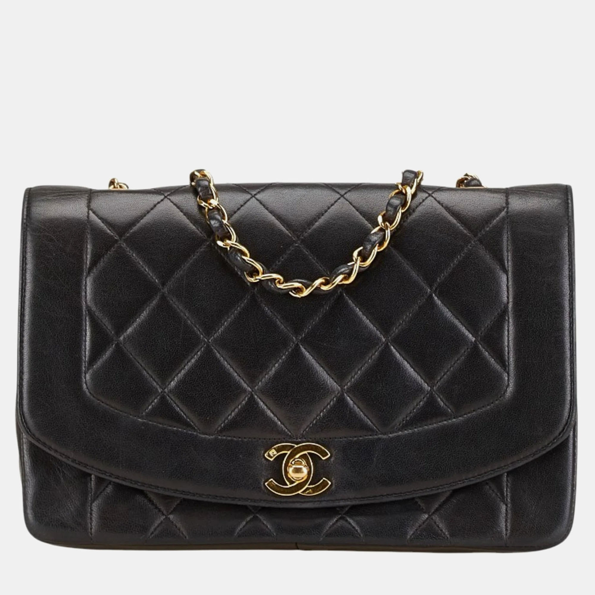 

Chanel Black Lambskin Diana Shoulder Bag