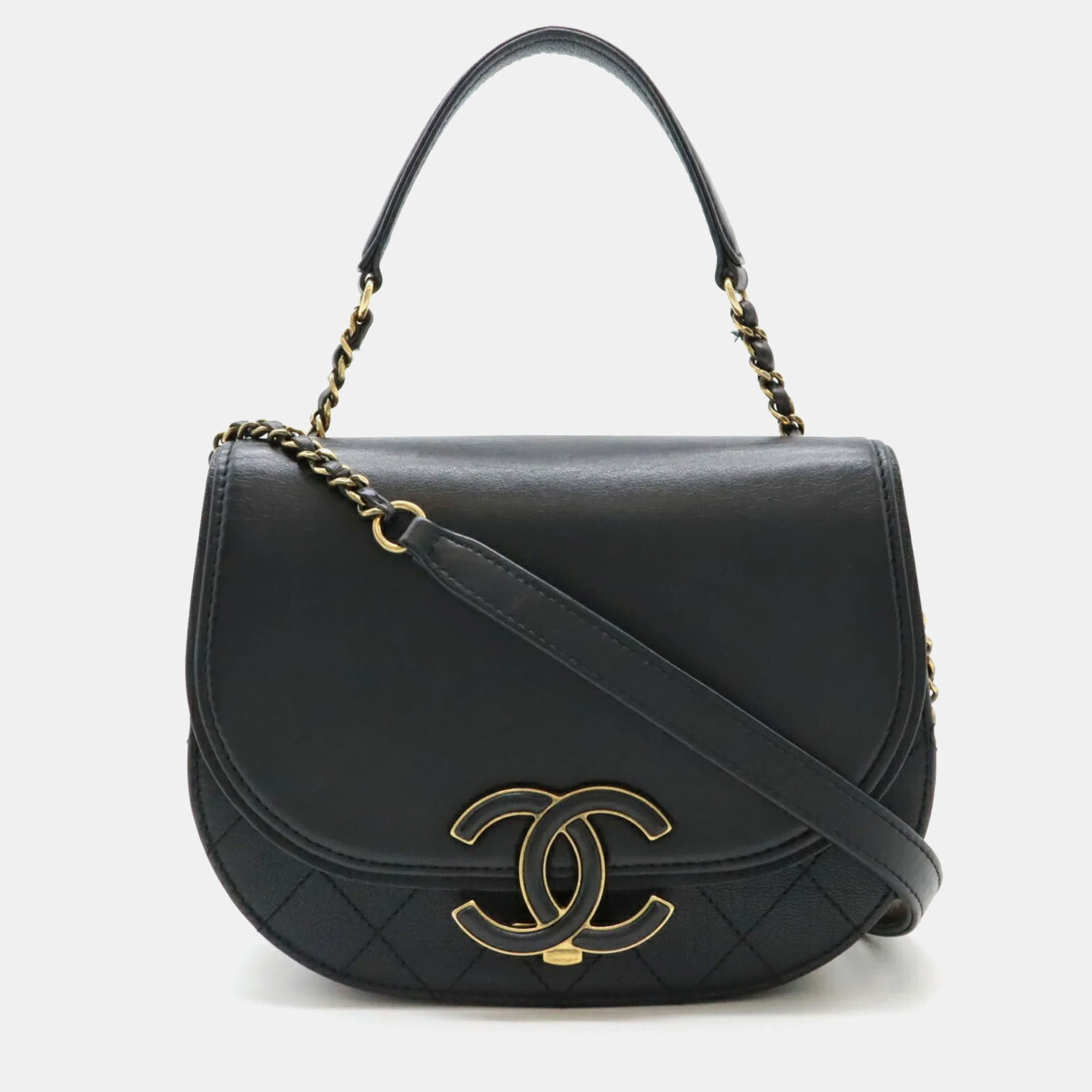 

Chanel Black Leather Matelasse Coco Curve Flap Shoulder Bag