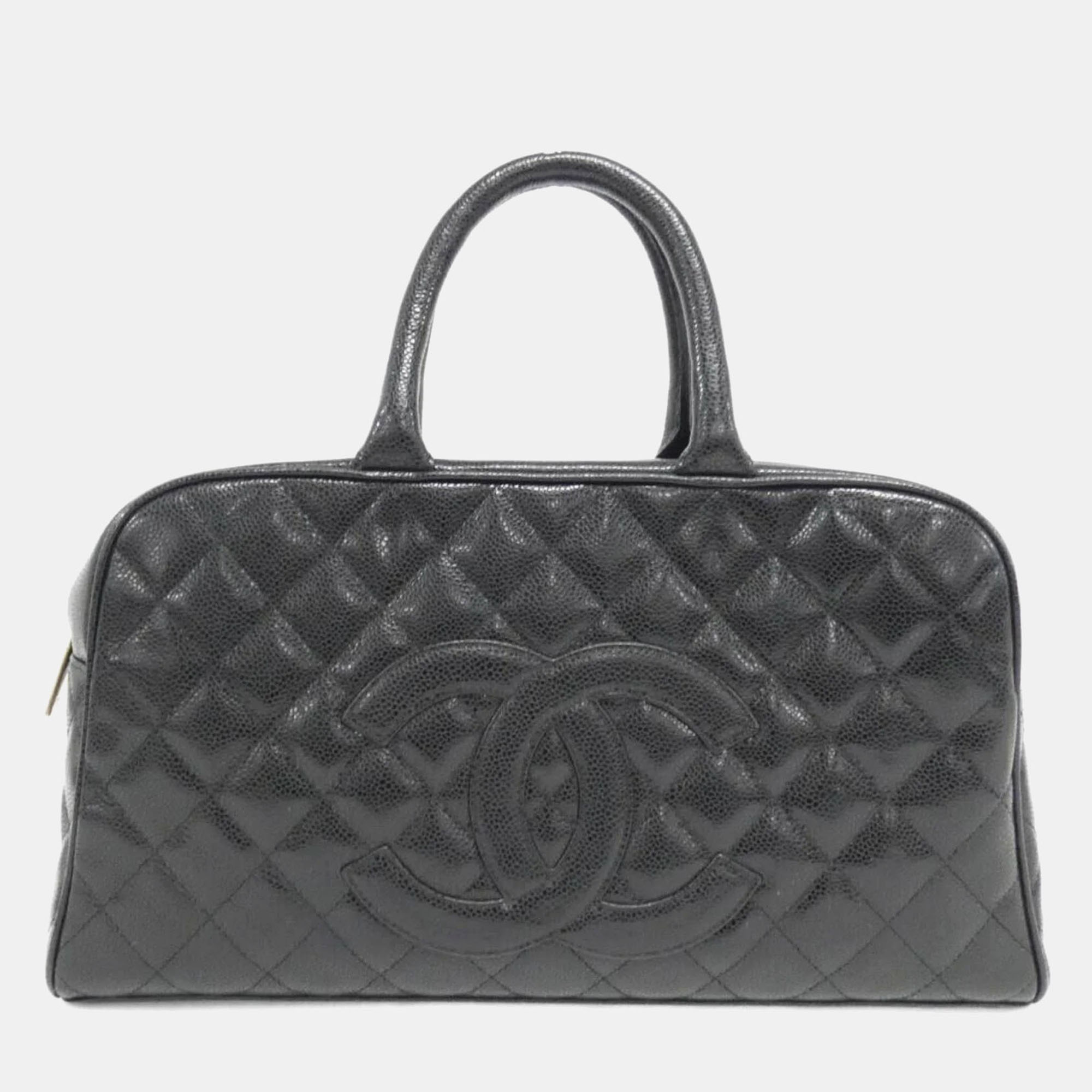 

Chanel Black Caviar Leather Boston Bag