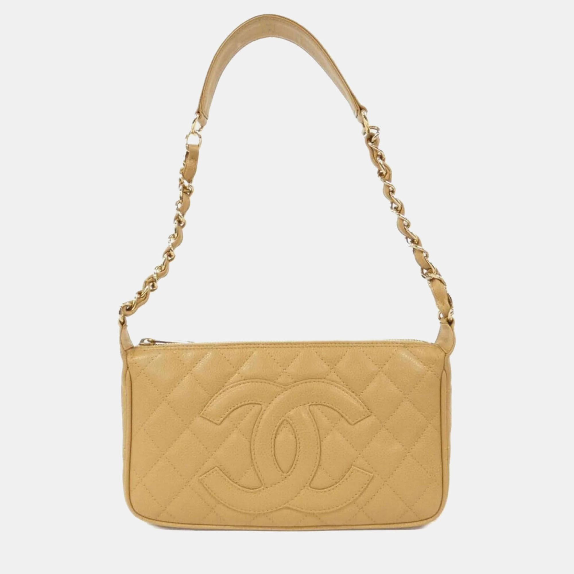 

Chanel Beige Caviar Leather Shoulder Bag