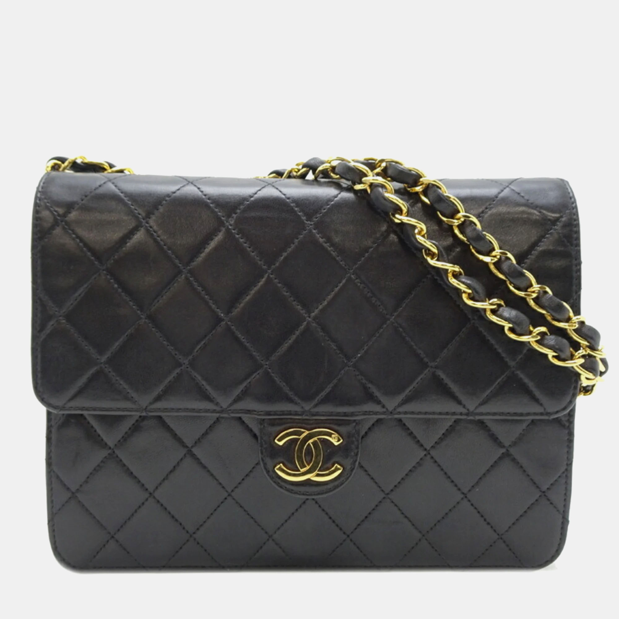 

Chanel Black Lambskin Matelasse CC Flap Chain Shoulder Bag