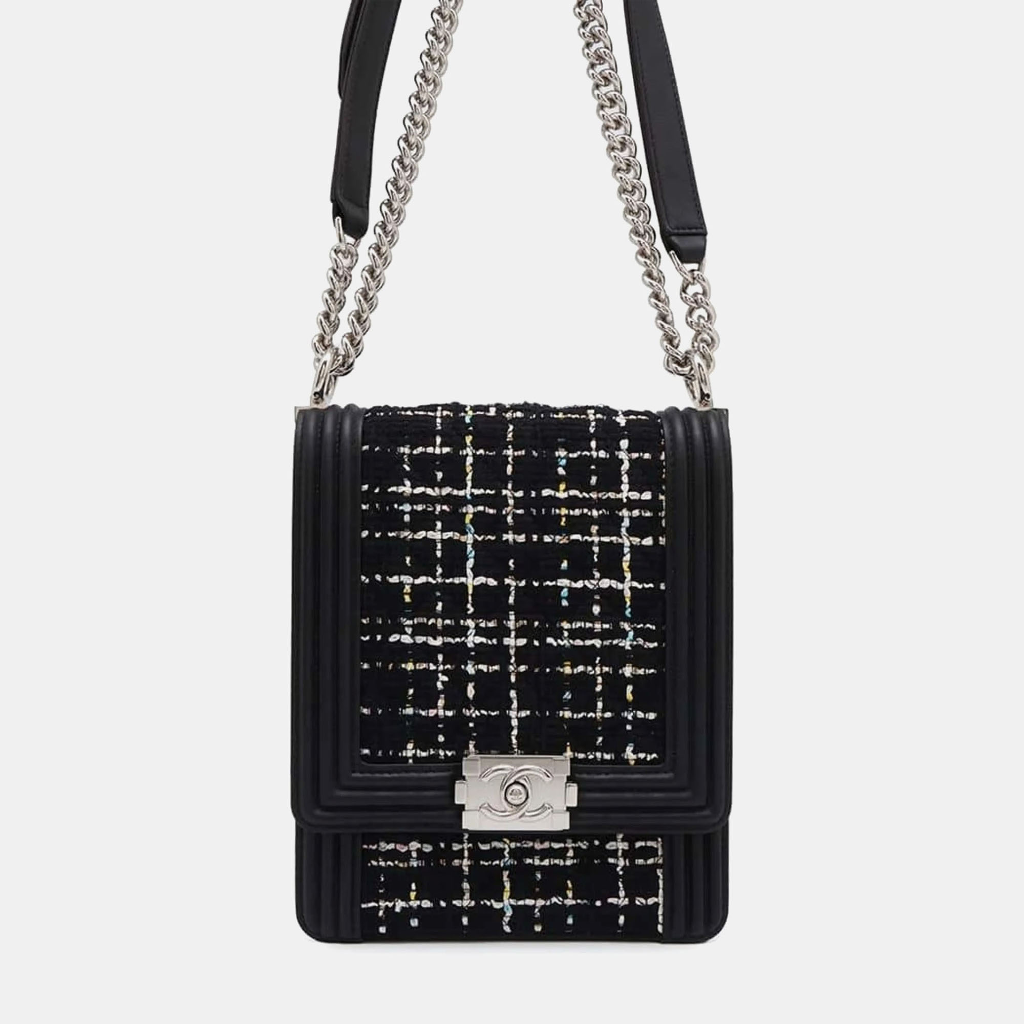 

Chanel Black Tweed Lambskin Boy Chain Shoulder Bag