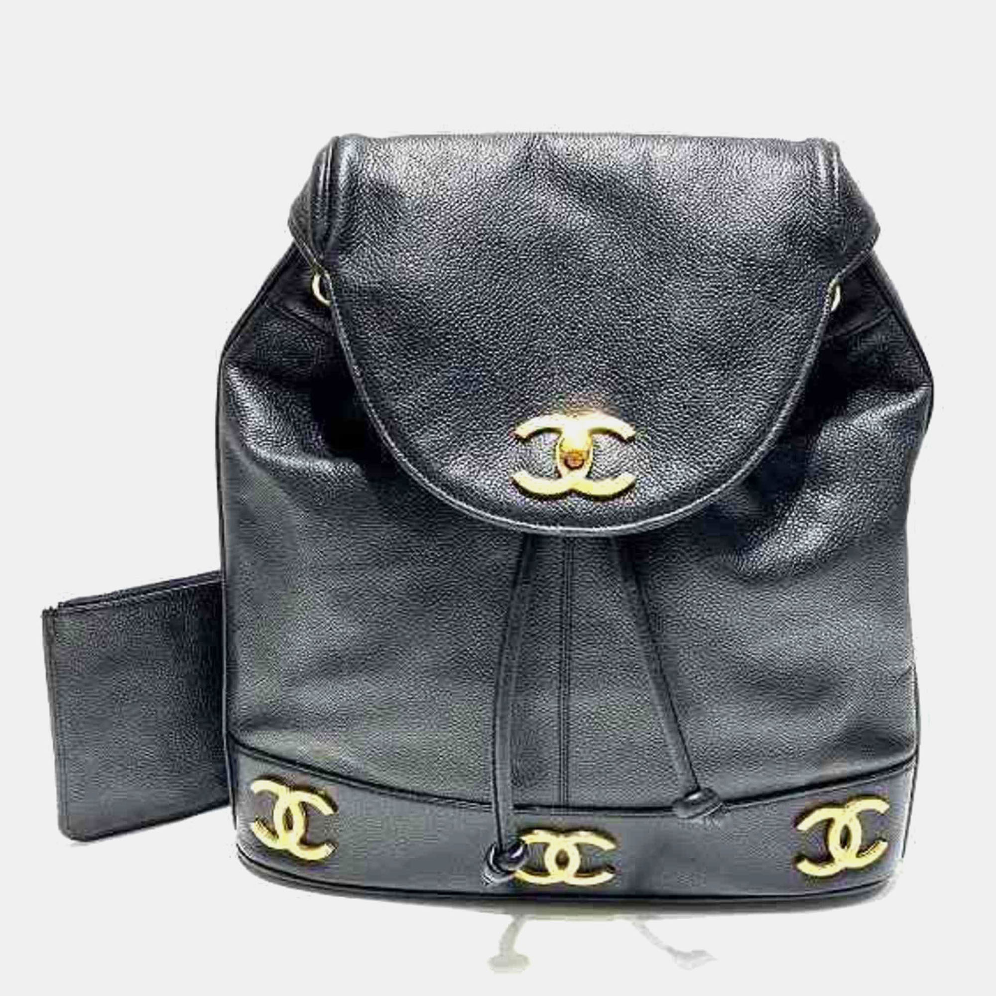 

Chanel Black Leather Triple CC Backpack