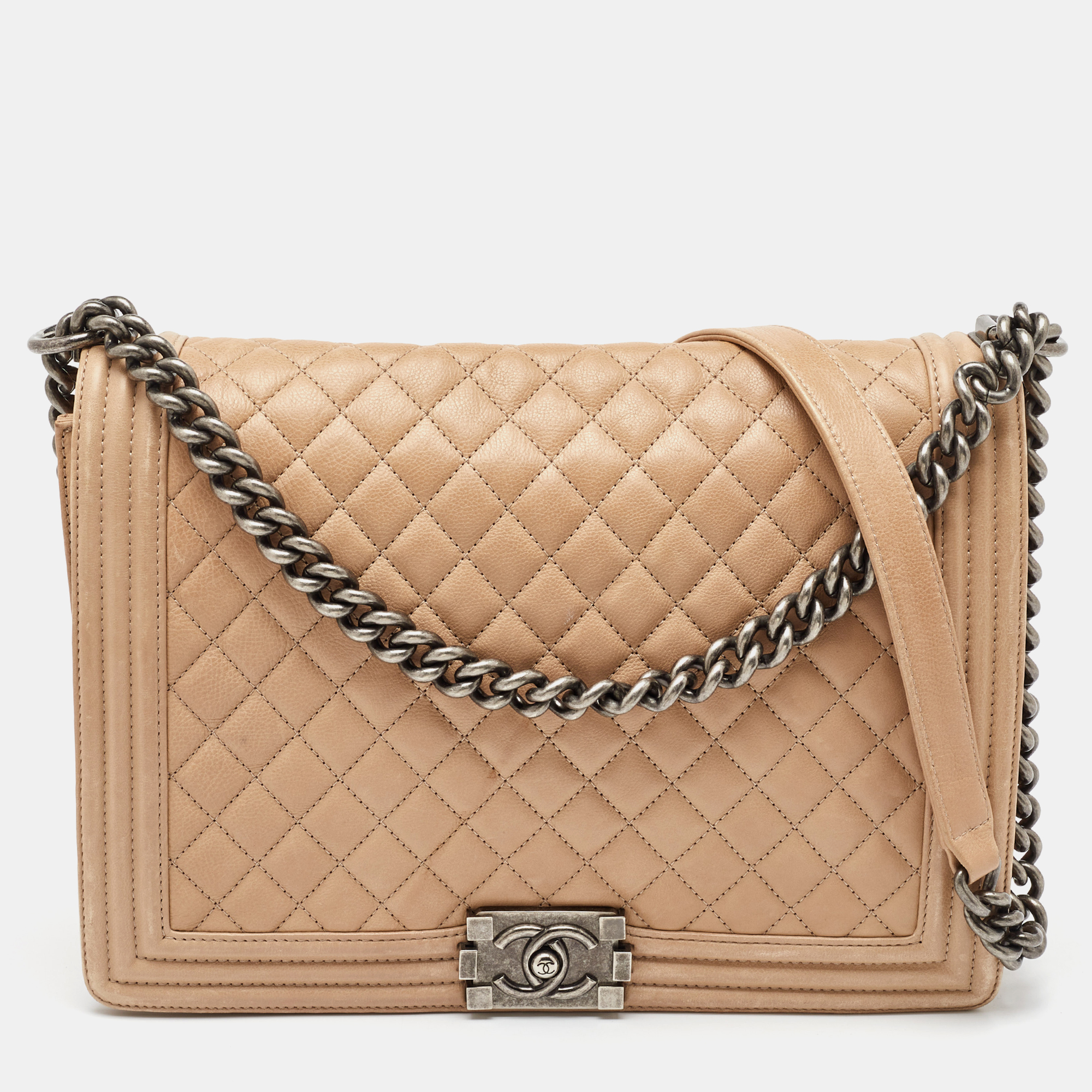 

Chanel Beige Quilted Leather Leather  Boy Flap Bag