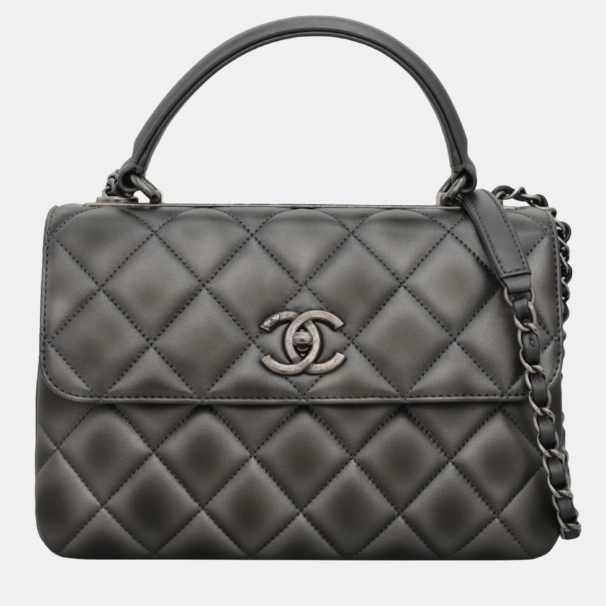 

Chanel Silver Quilted Lambskin Leather Small Trendy CC Shoulder Bag