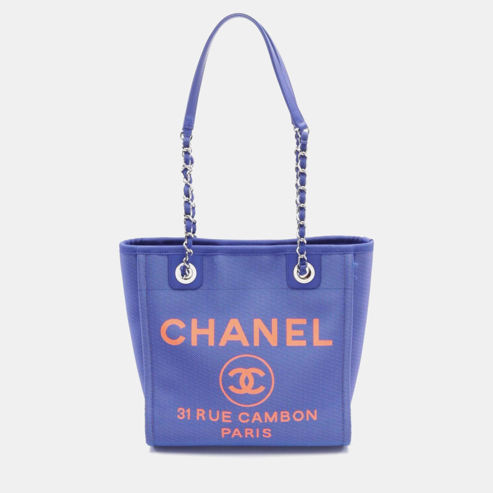 

Chanel Blue Canvas Deauville PM Tote Bag