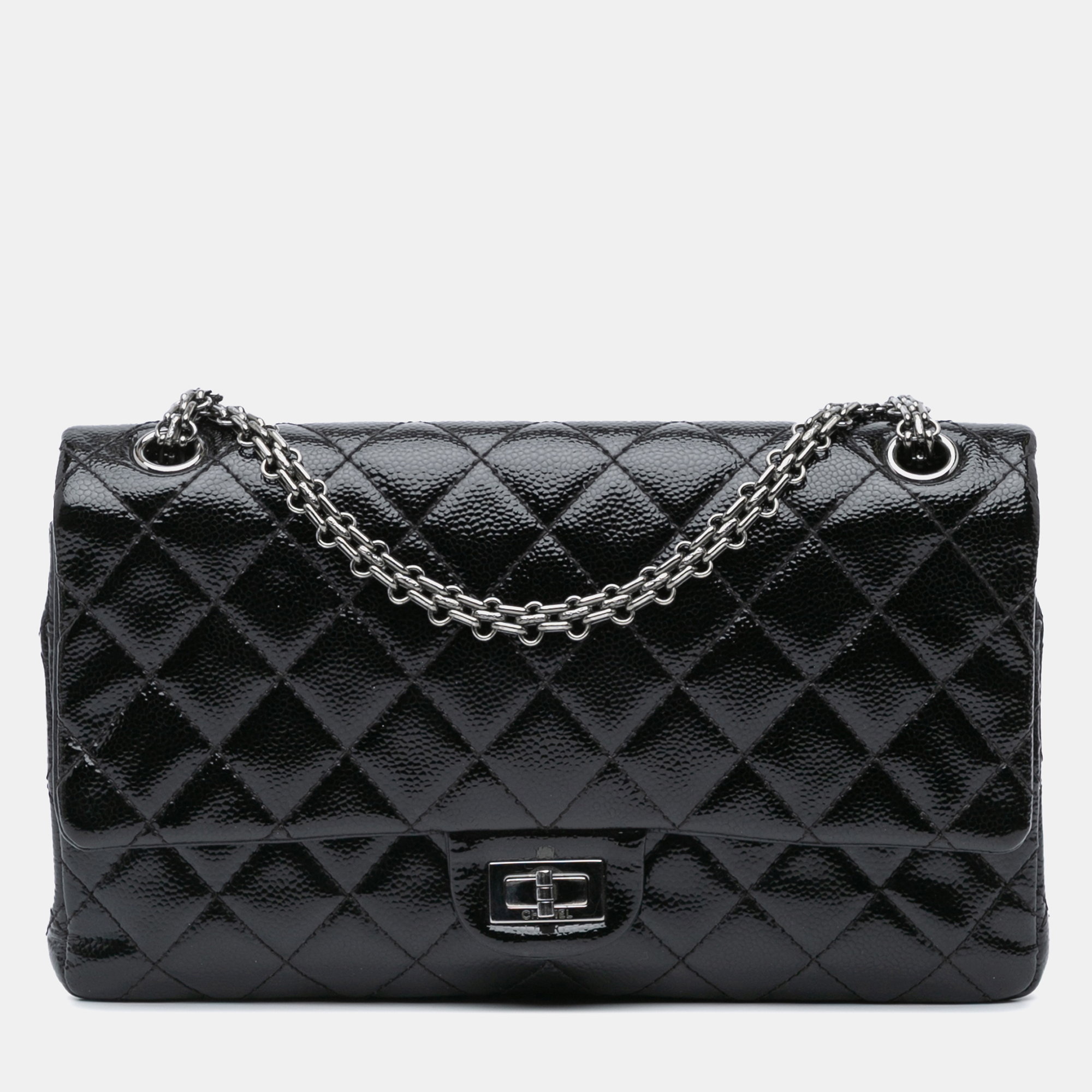 

Chanel Black Quilted Patent Caviar 2.55 Reissue Flap 226