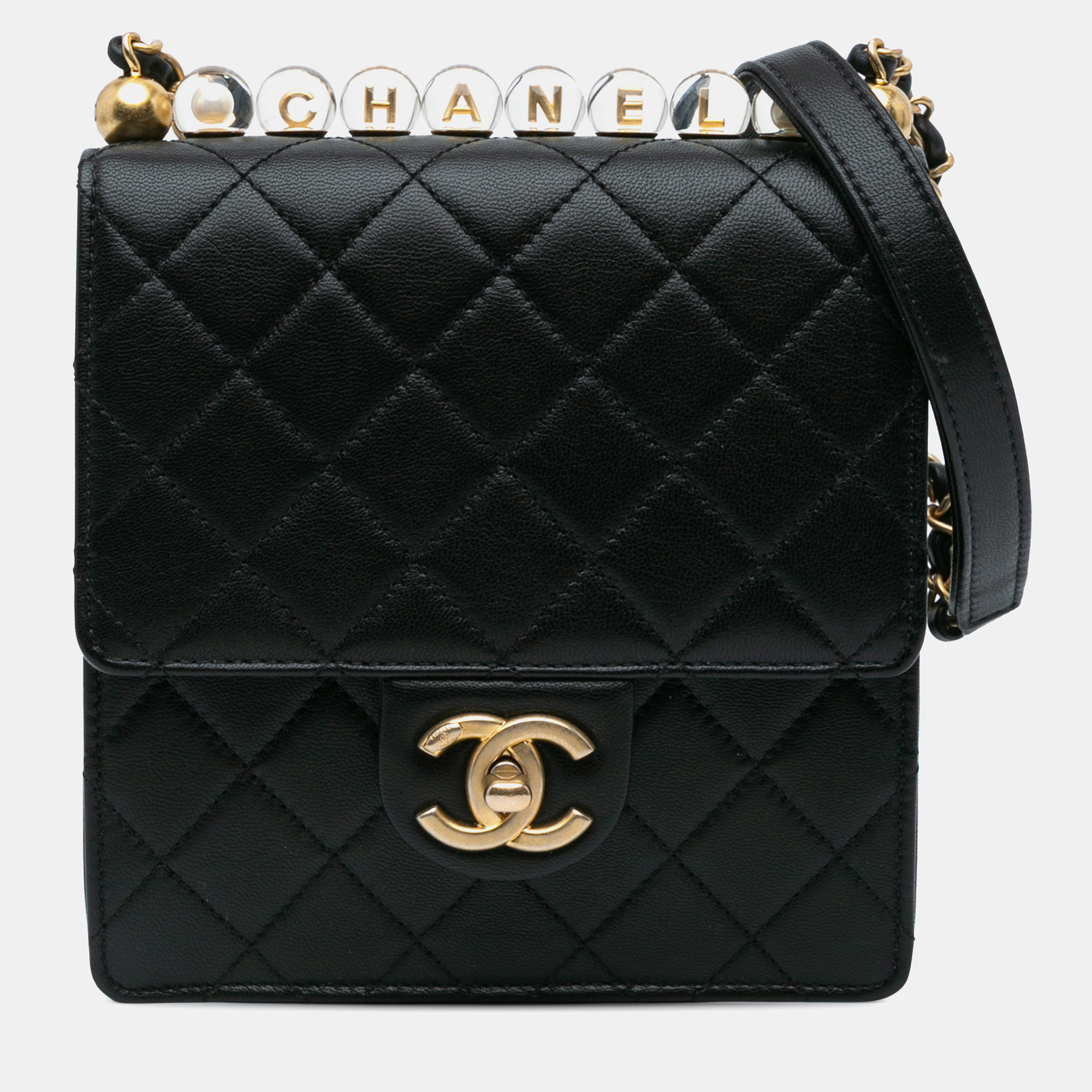 

Chanel Black Small Lambskin Chic Pearls Flap