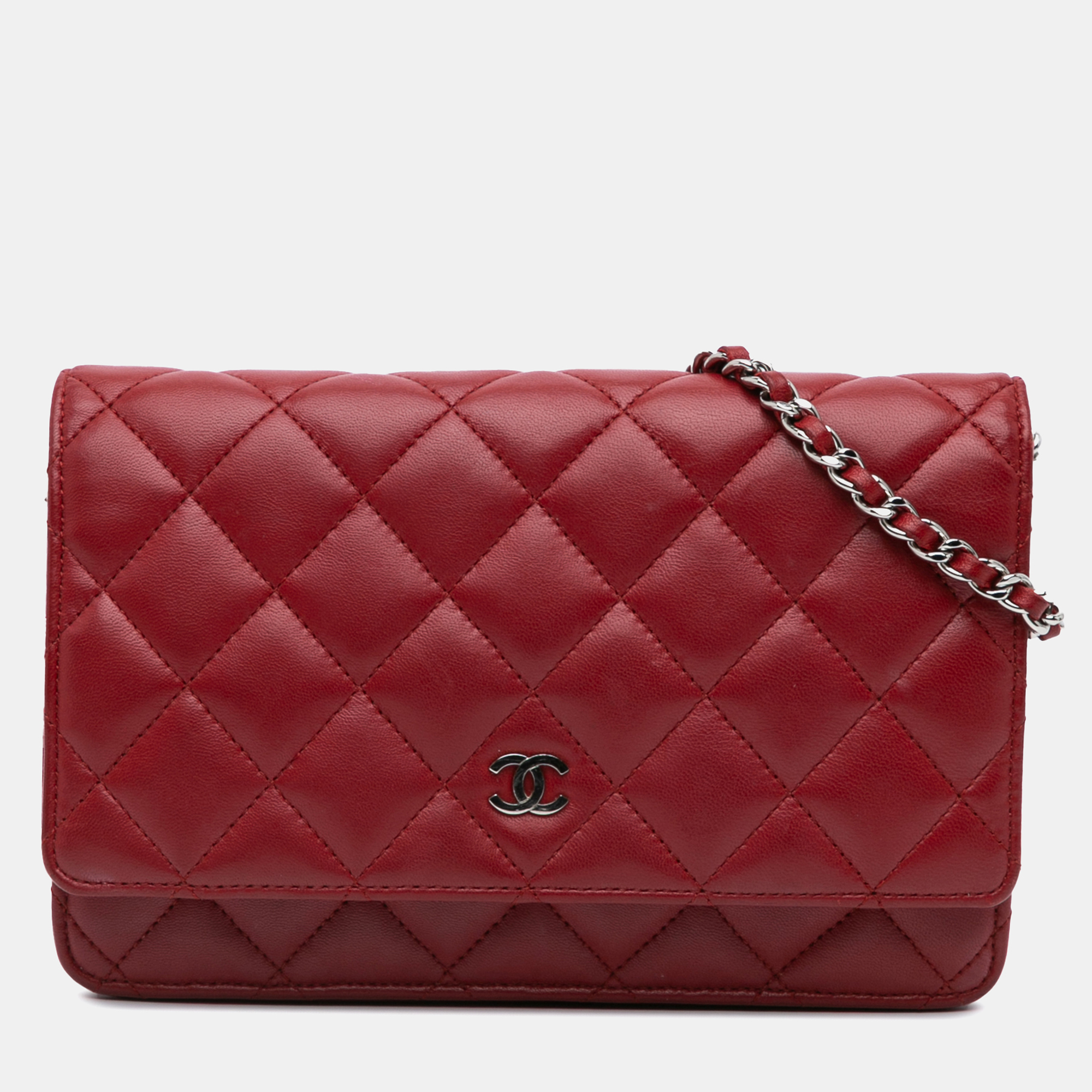 

Chanel Red Classic Lambskin Wallet on Chain