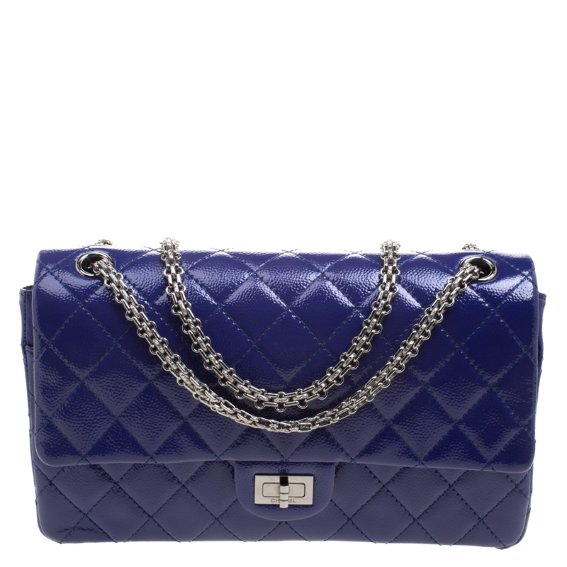 Chanel Blue Quilted Caviar Patent Leather Reissue 2 55 Classic 226 Flap Bag