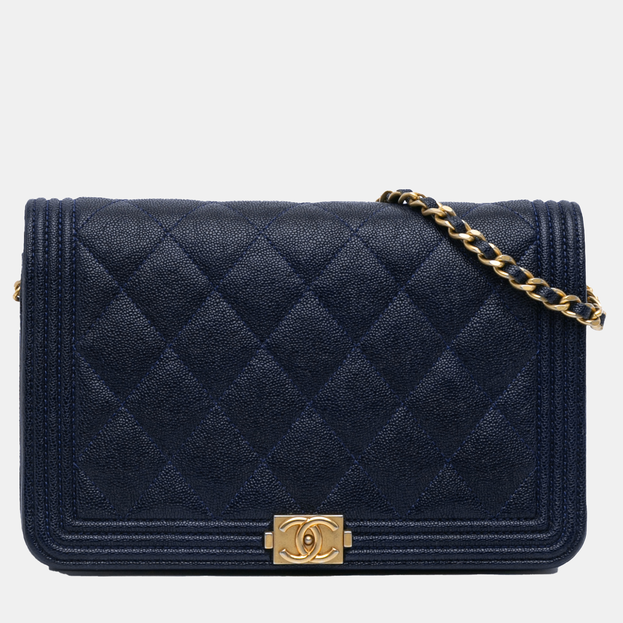 

Chanel Blue Quilted Caviar Boy Wallet on Chain