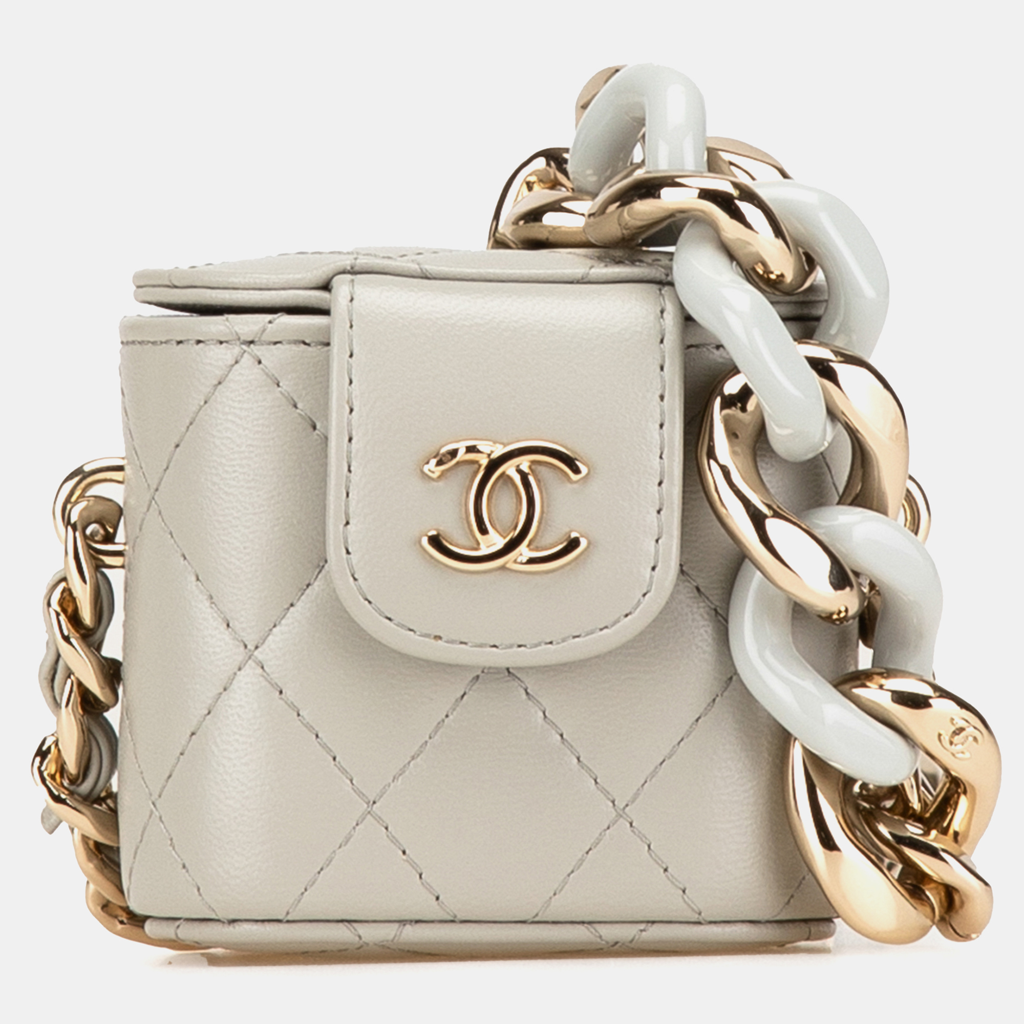 

Chanel Grey Mini Lambskin Elegant Chain Vanity Case